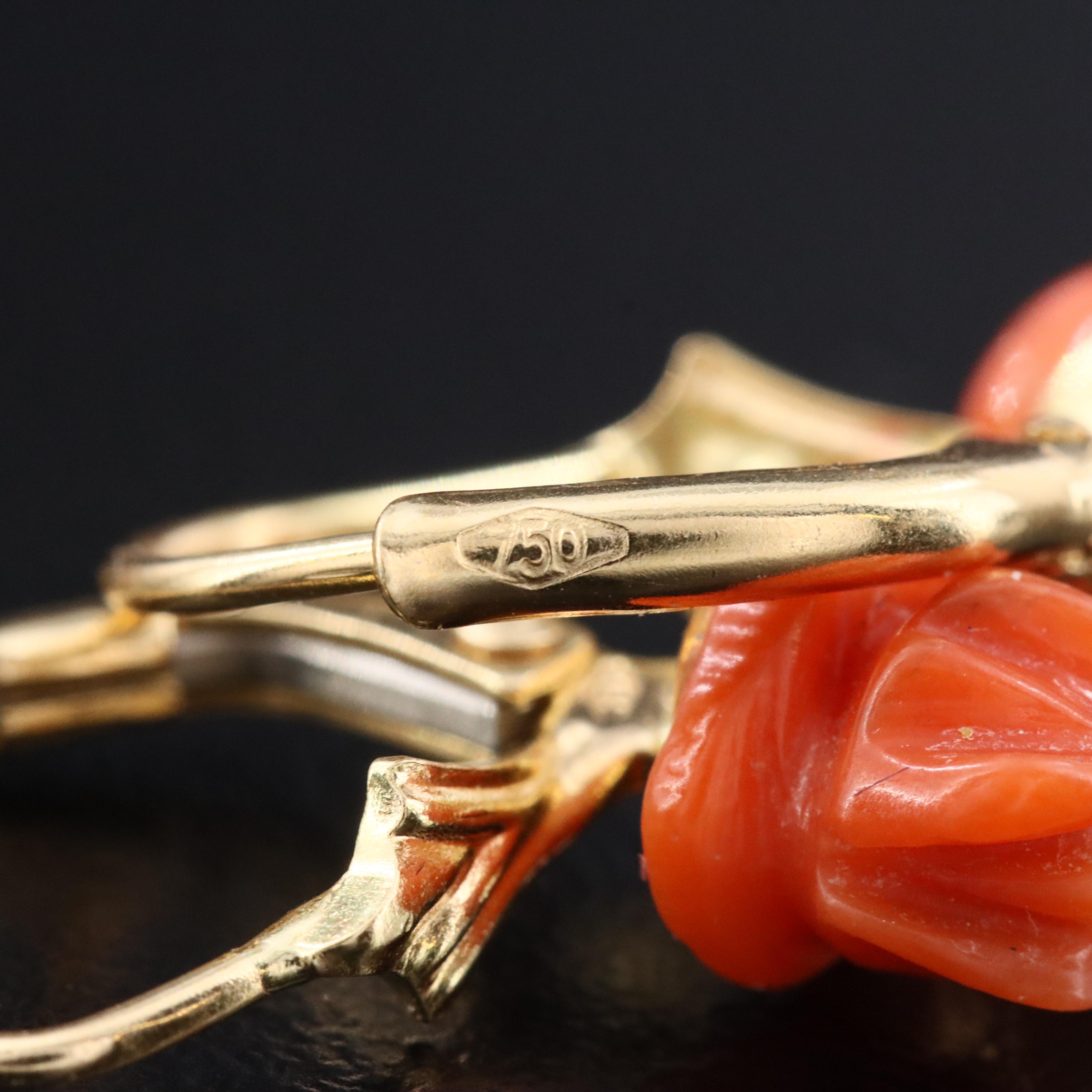 18K Coral Rosette Earrings