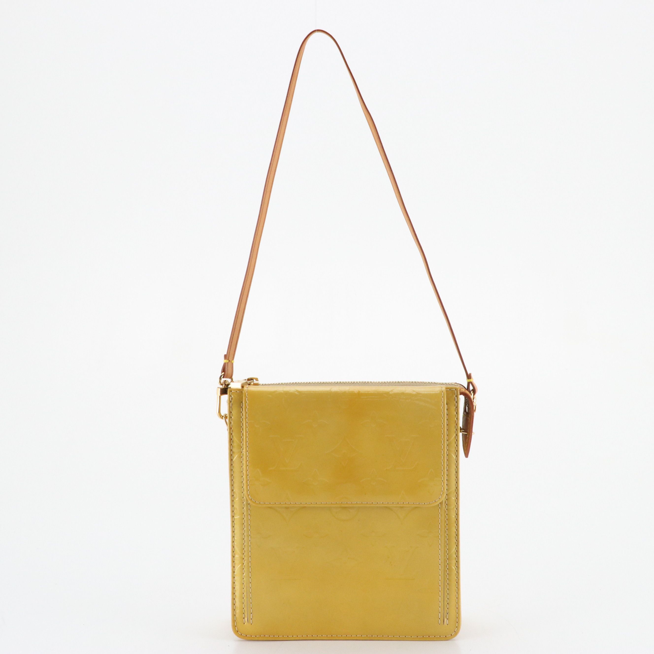 Louis Vuitton Mott Shoulder Bag in Yellow Monogram Vernis and Leather
