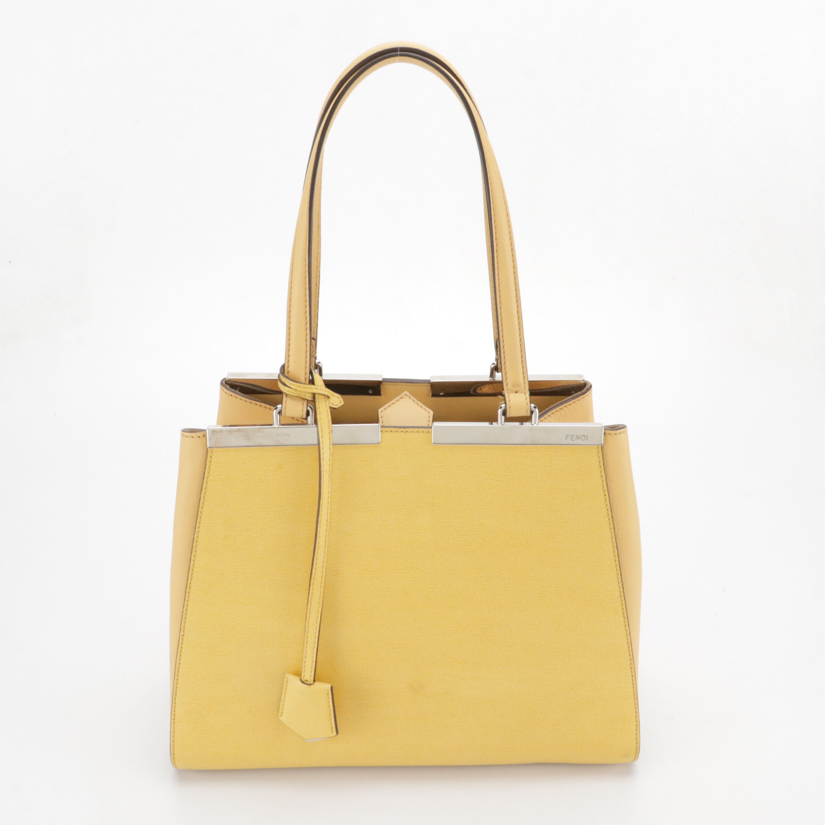 Fendi 2Jours Handbag in Yellow Textured and Smooth Leather