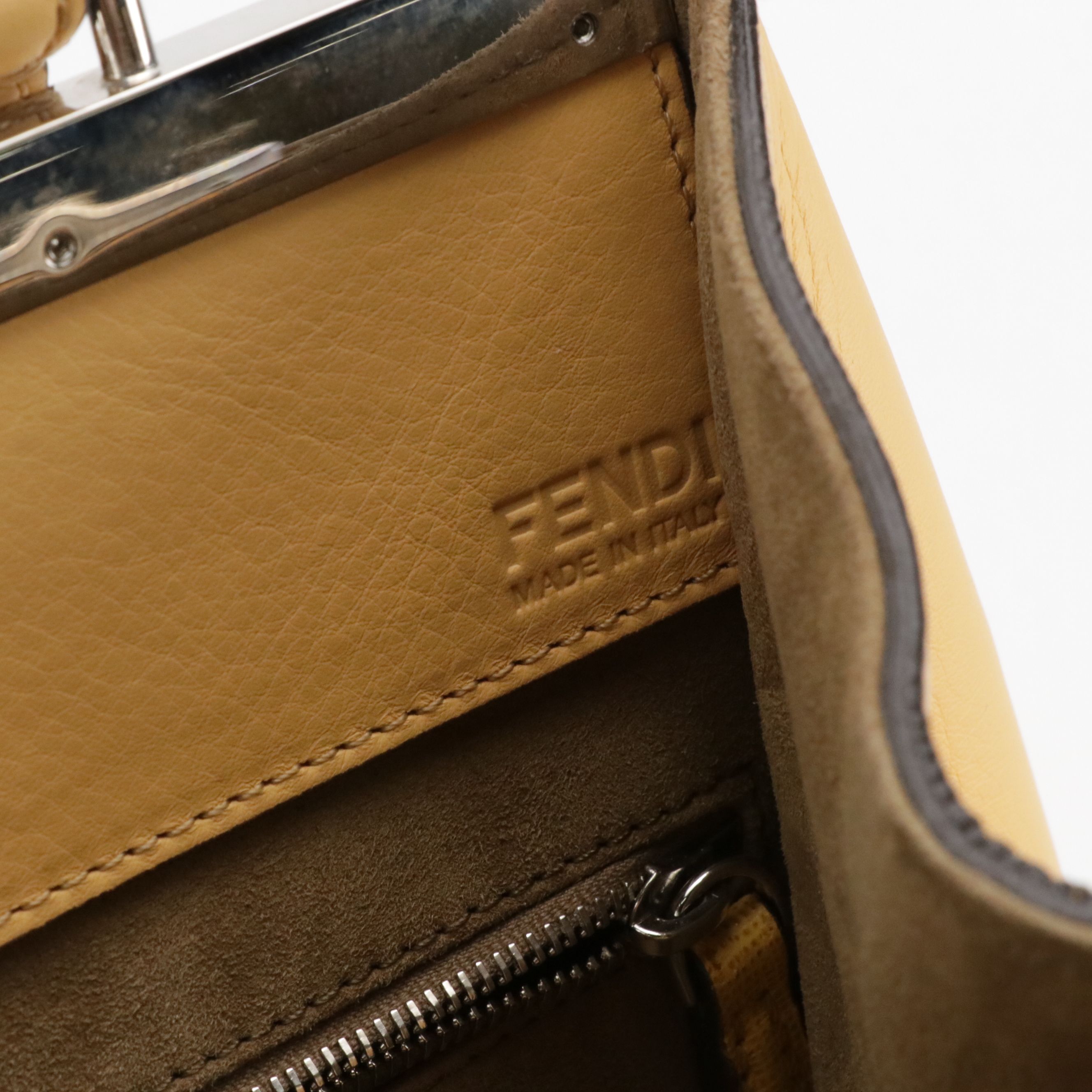 Fendi 2Jours Handbag in Yellow Textured and Smooth Leather