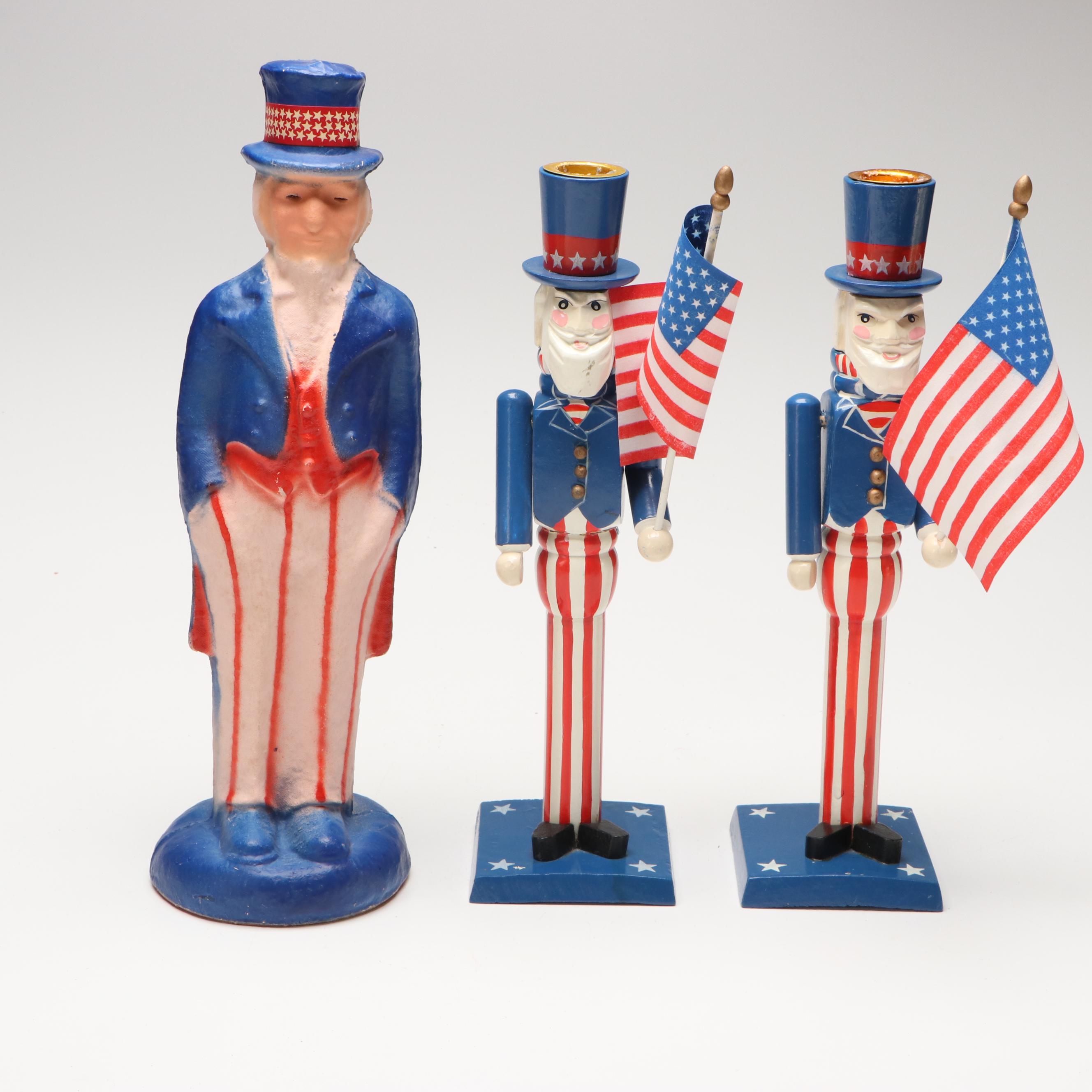 Unger Papier-Mâché with Other Fourth of July Uncle Sam Figurines