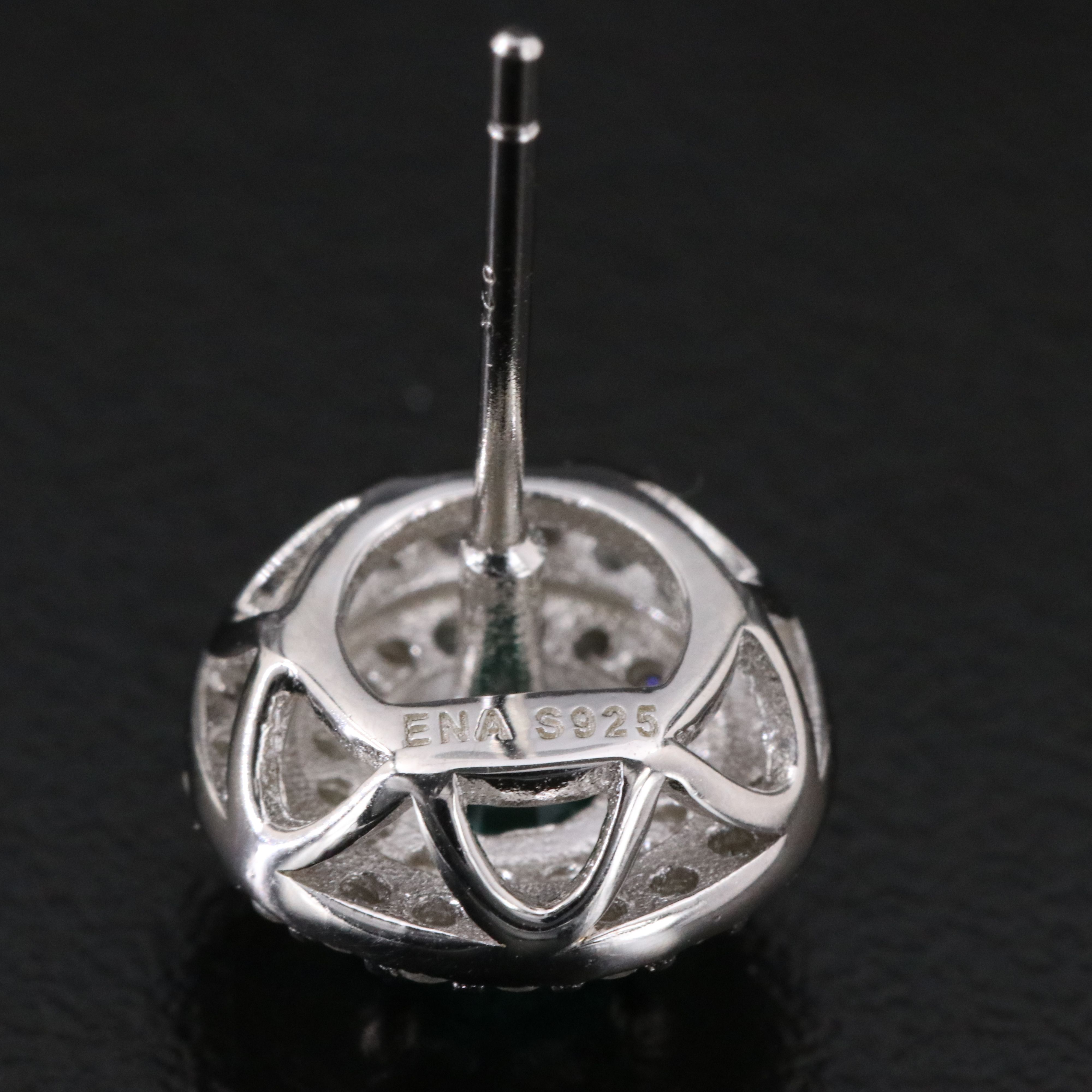 Sterling Emerald and Moissanite Stud Earrings