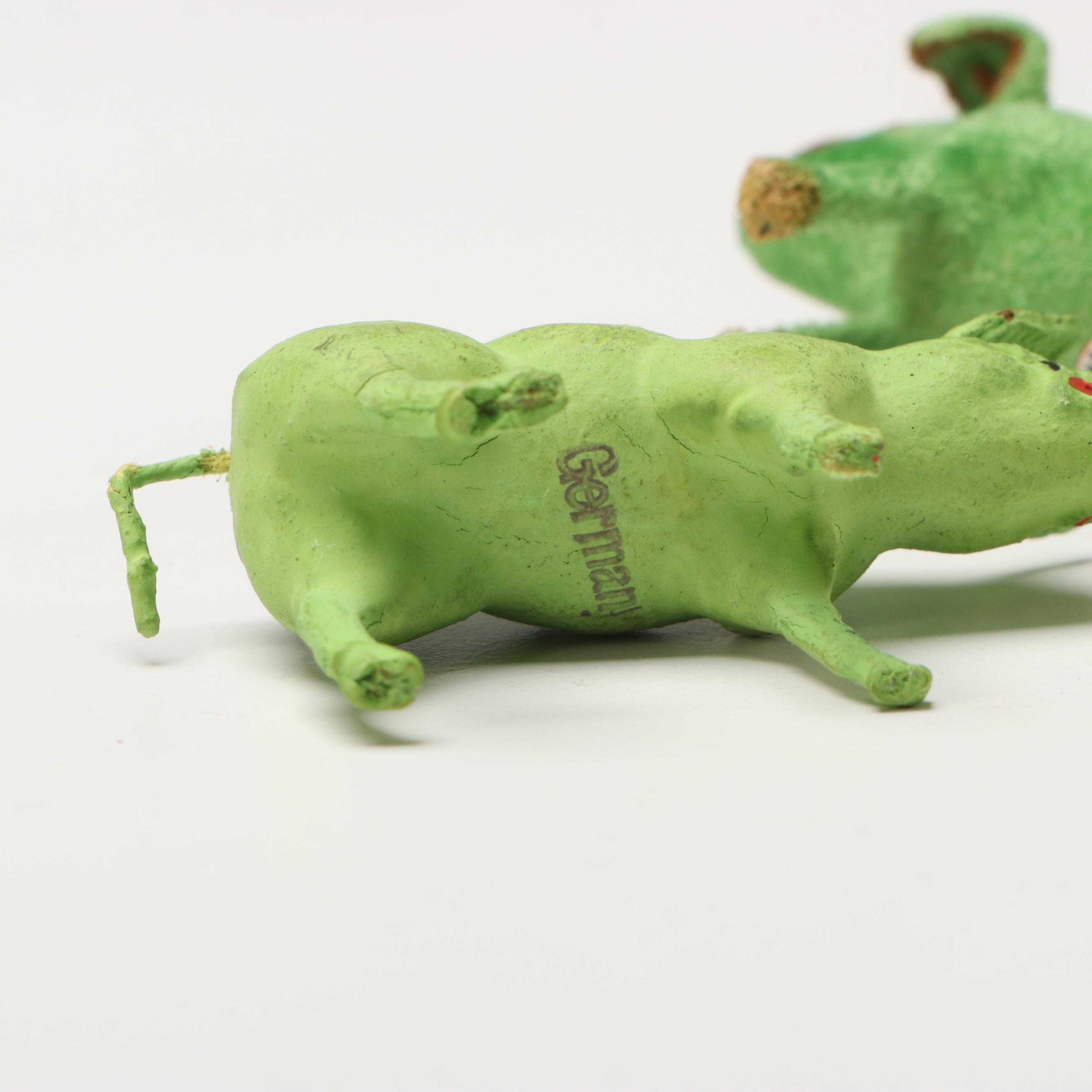 German Green Papier-Mâché Candy Containers and Figurines, Mid-20th Century