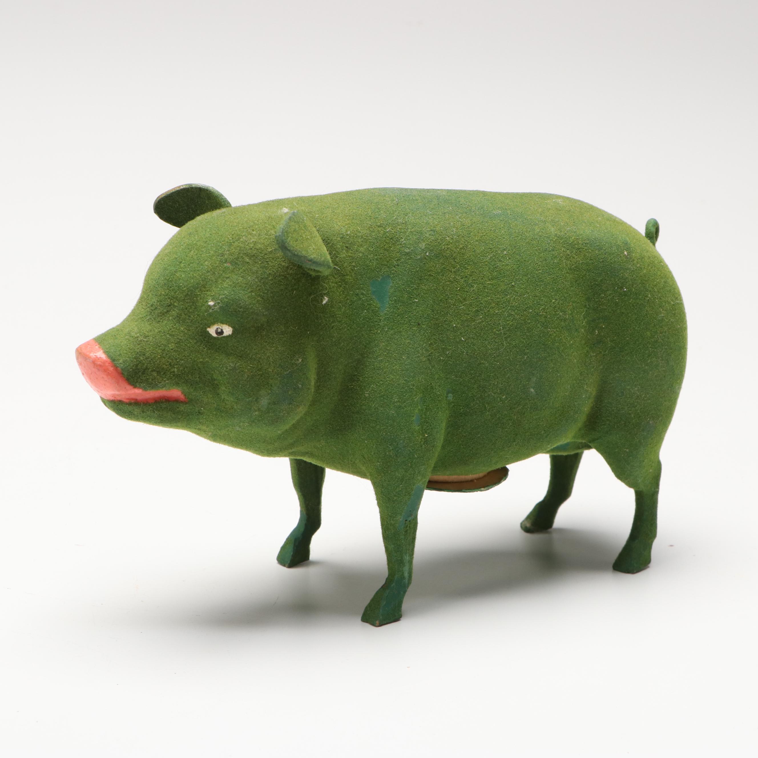 German Green Papier-Mâché Candy Containers and Figurines, Mid-20th Century