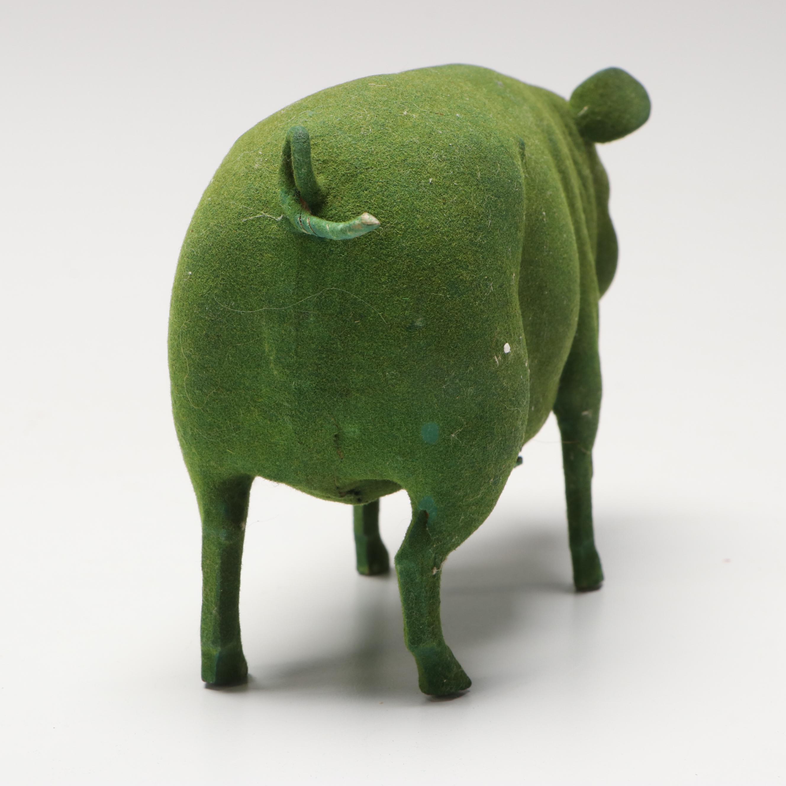 German Green Papier-Mâché Candy Containers and Figurines, Mid-20th Century