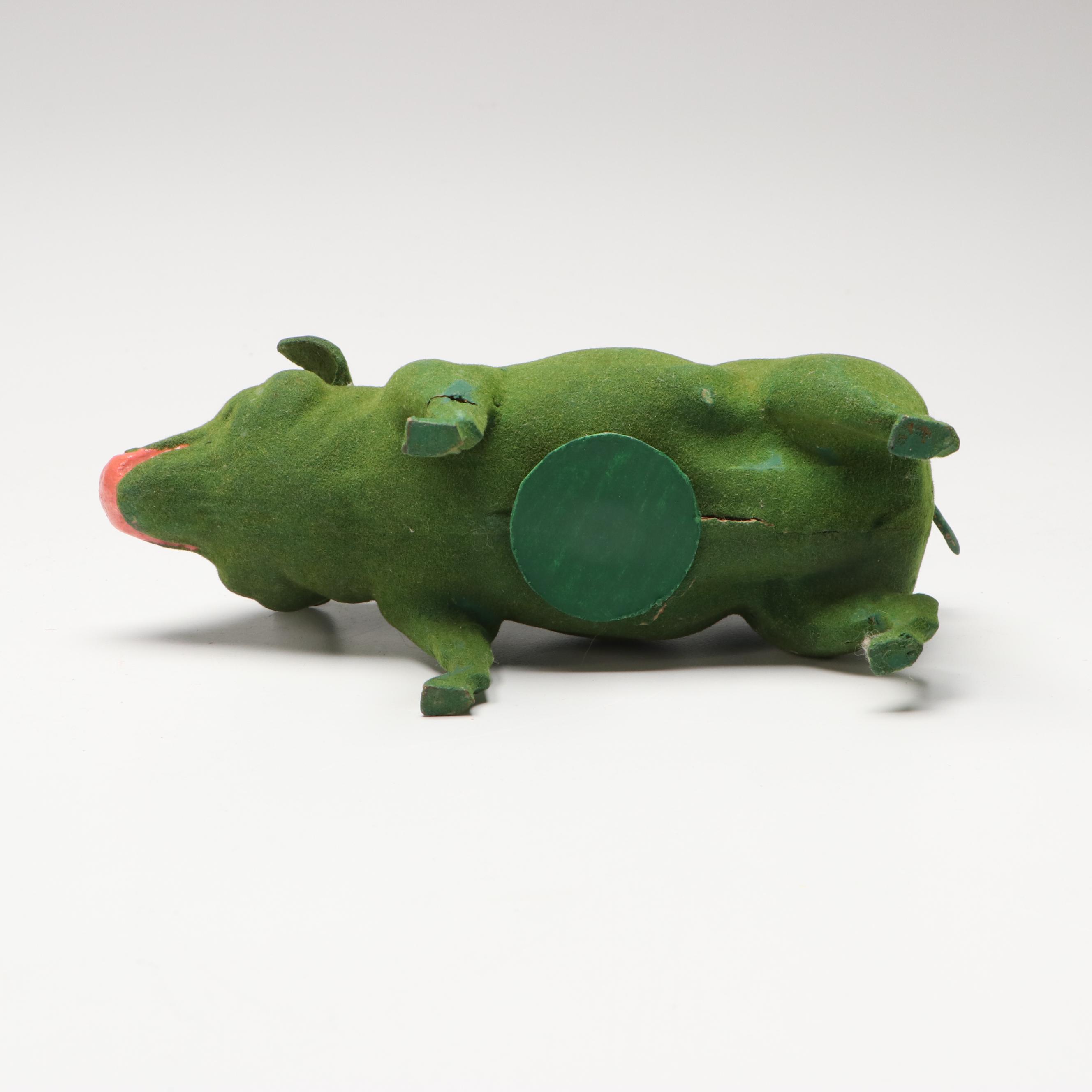 German Green Papier-Mâché Candy Containers and Figurines, Mid-20th Century