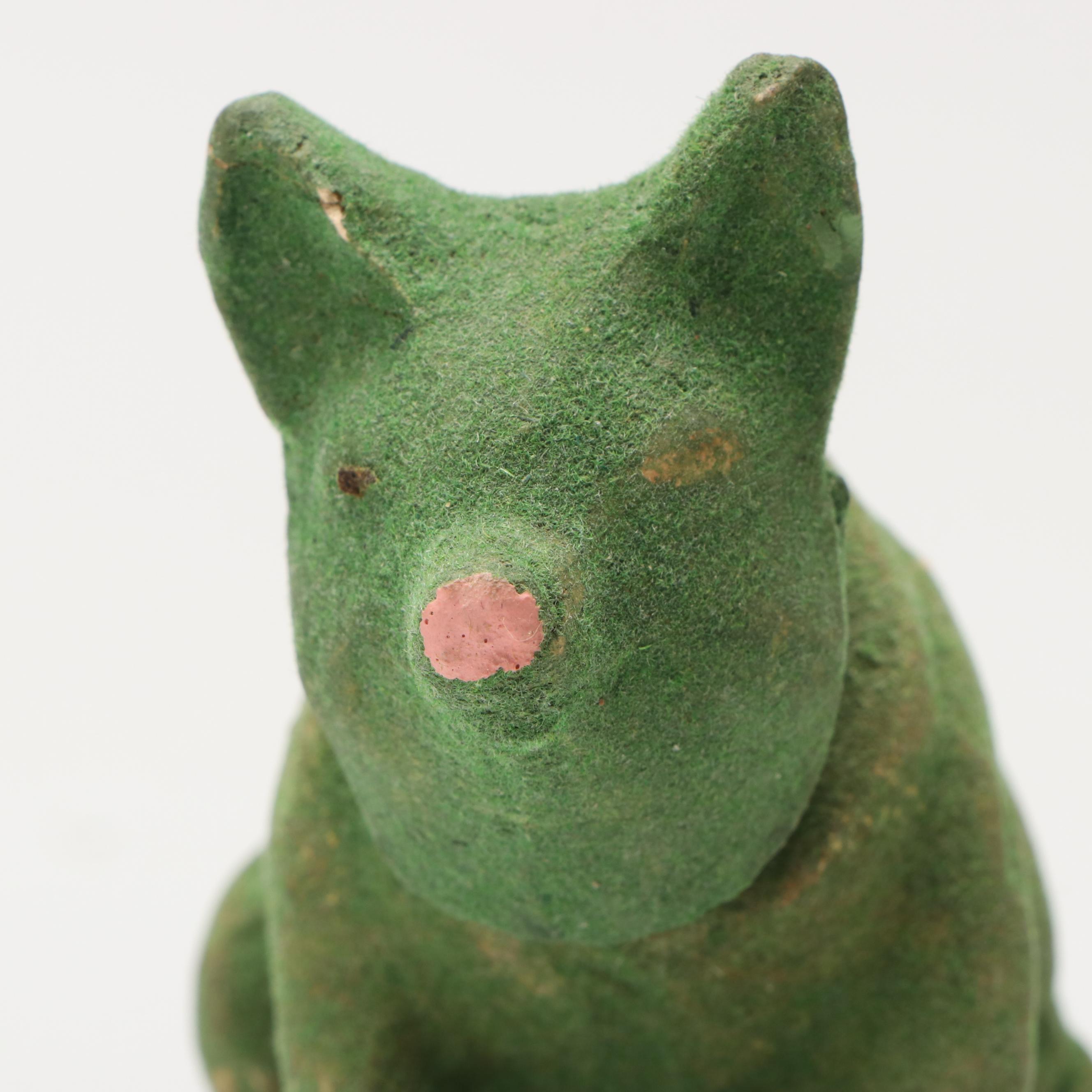 German Green Papier-Mâché Candy Containers and Figurines, Mid-20th Century