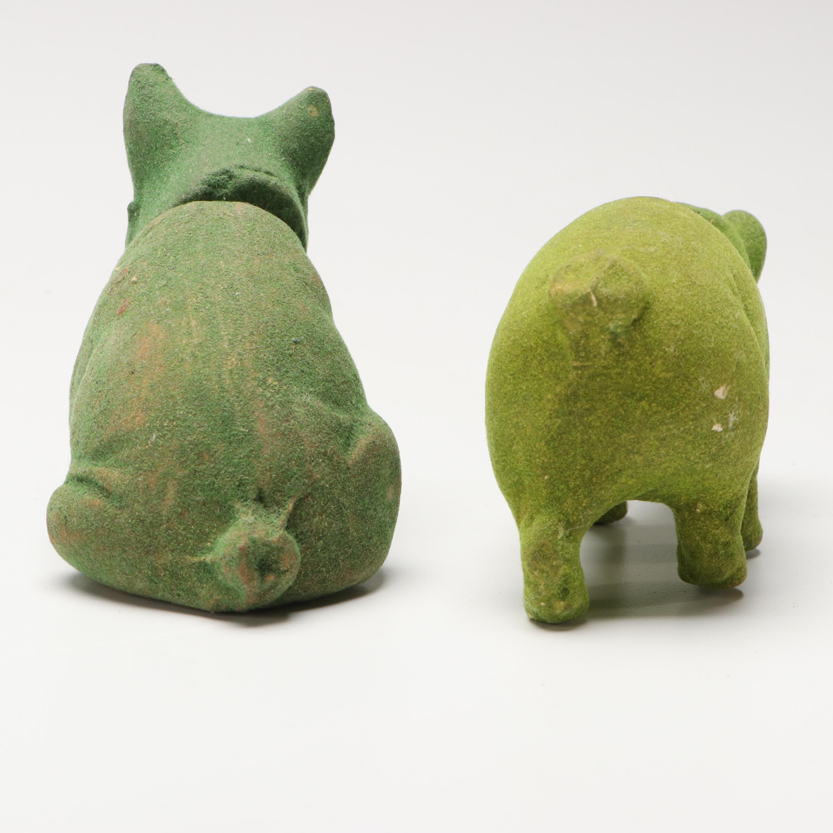 German Green Papier-Mâché Candy Containers and Figurines, Mid-20th Century