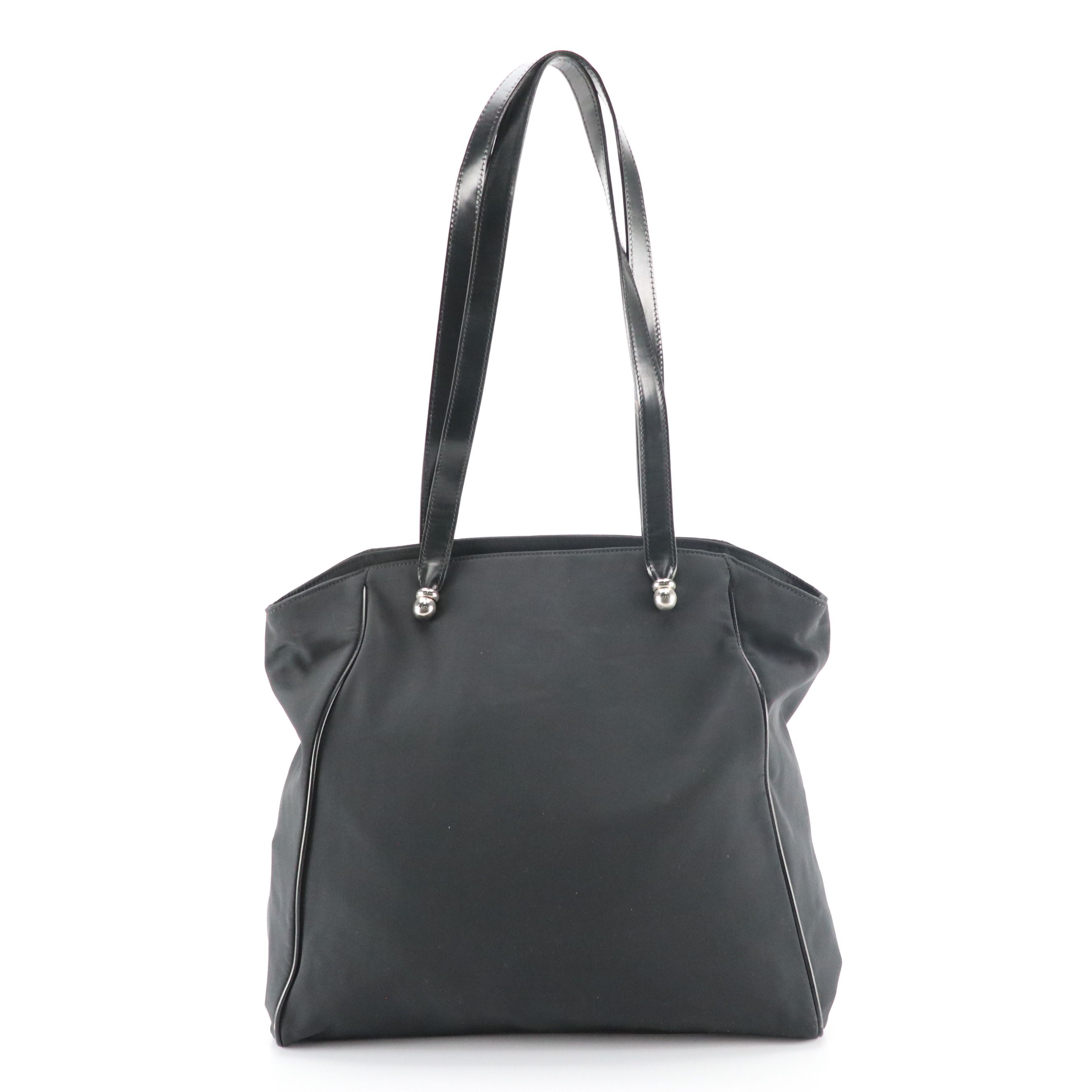 Loewe Front Pocket Zip Tote in Black Nylon Canvas and Leather Trim