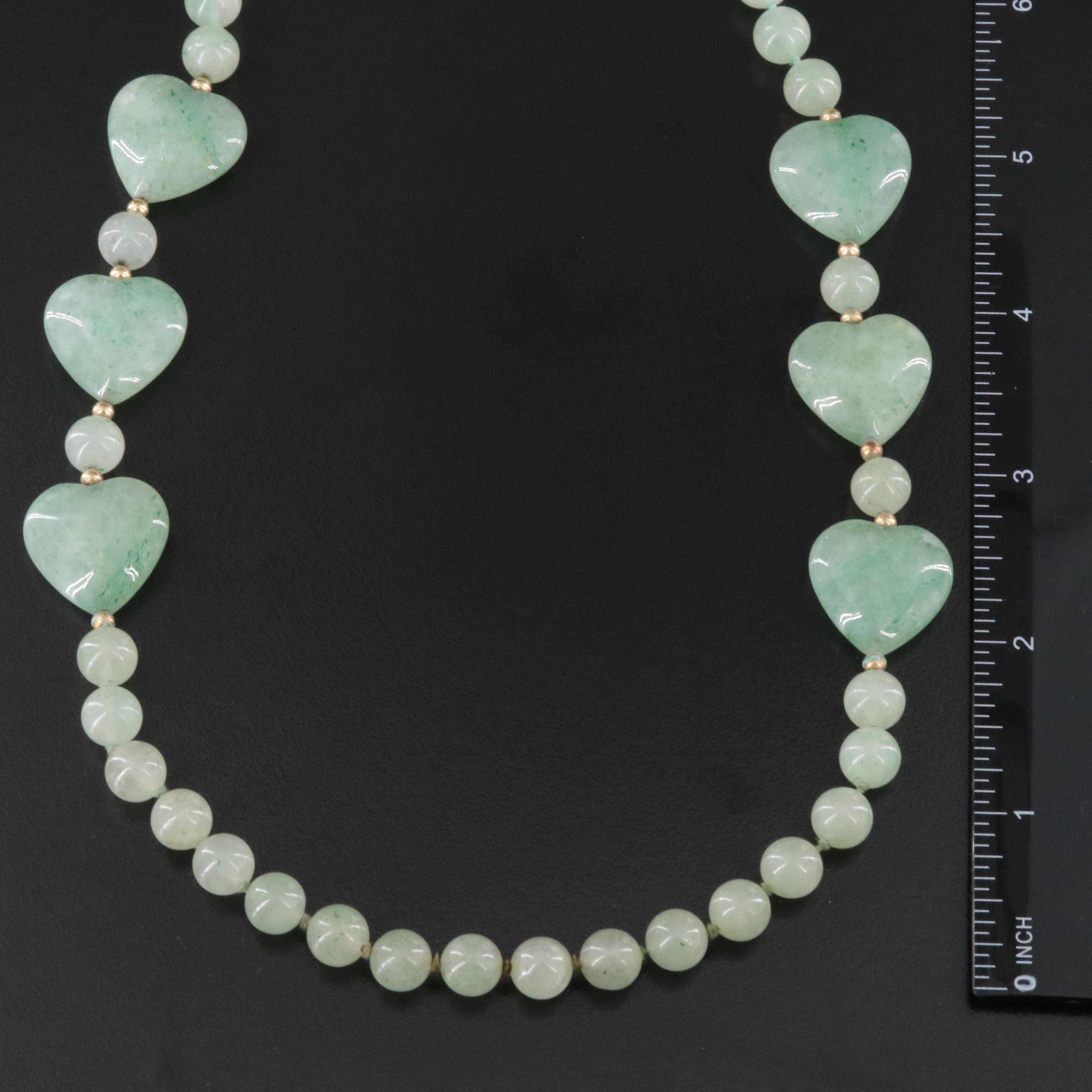Aventurine Bead Necklace with Heart Beads