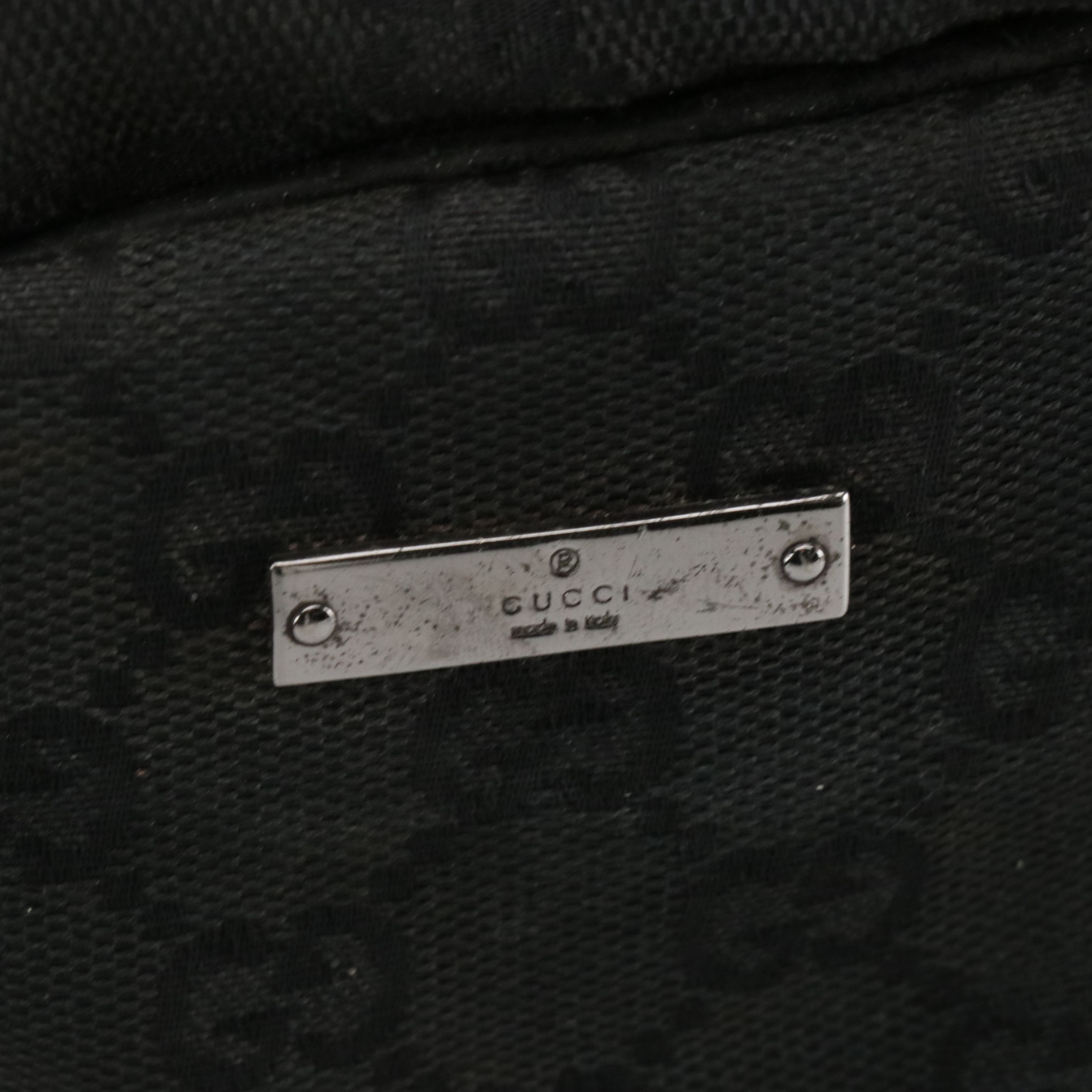 Gucci Double Zip Pocket Boston Shoulder Bag in Black GG Canvas and Leather