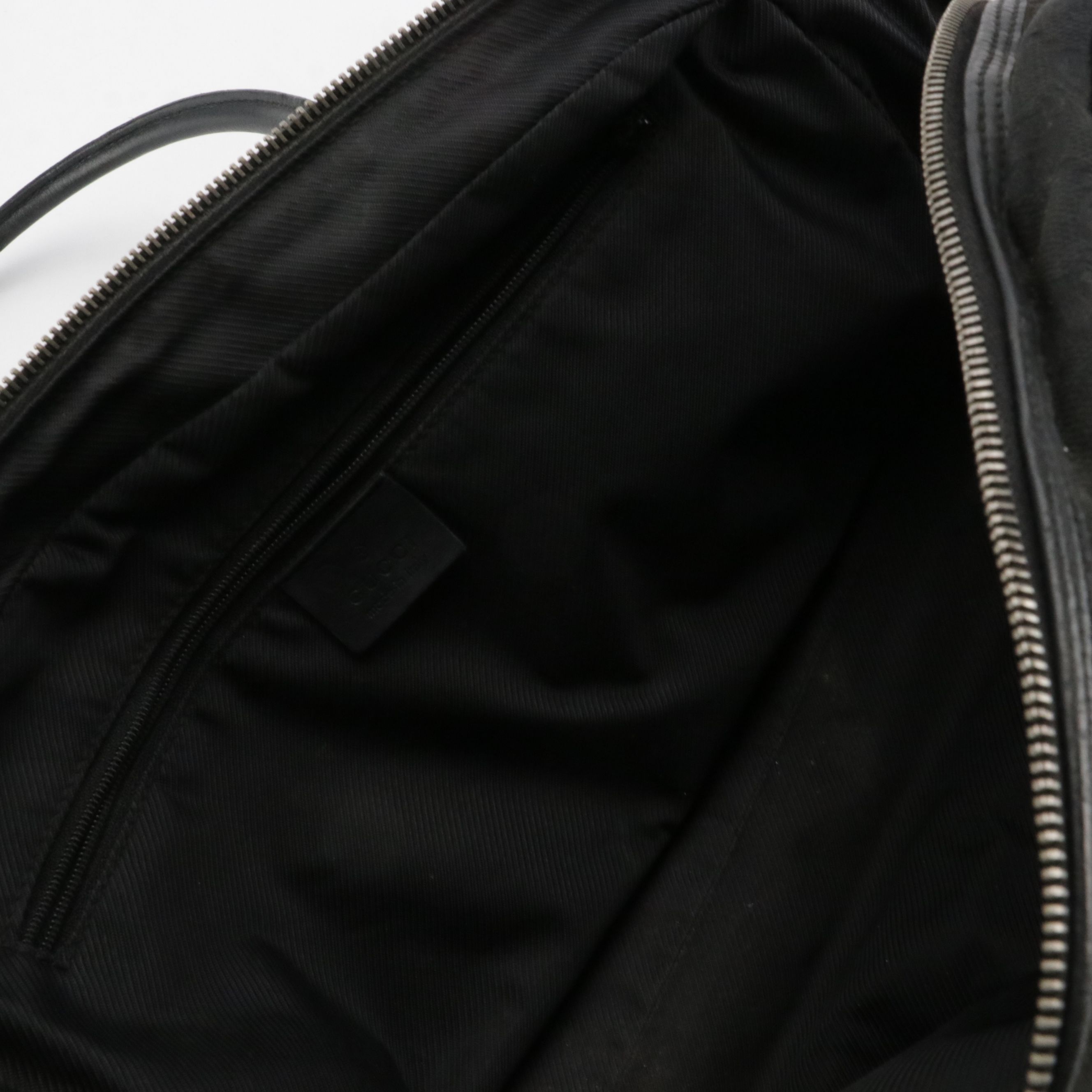 Gucci Double Zip Pocket Boston Shoulder Bag in Black GG Canvas and Leather