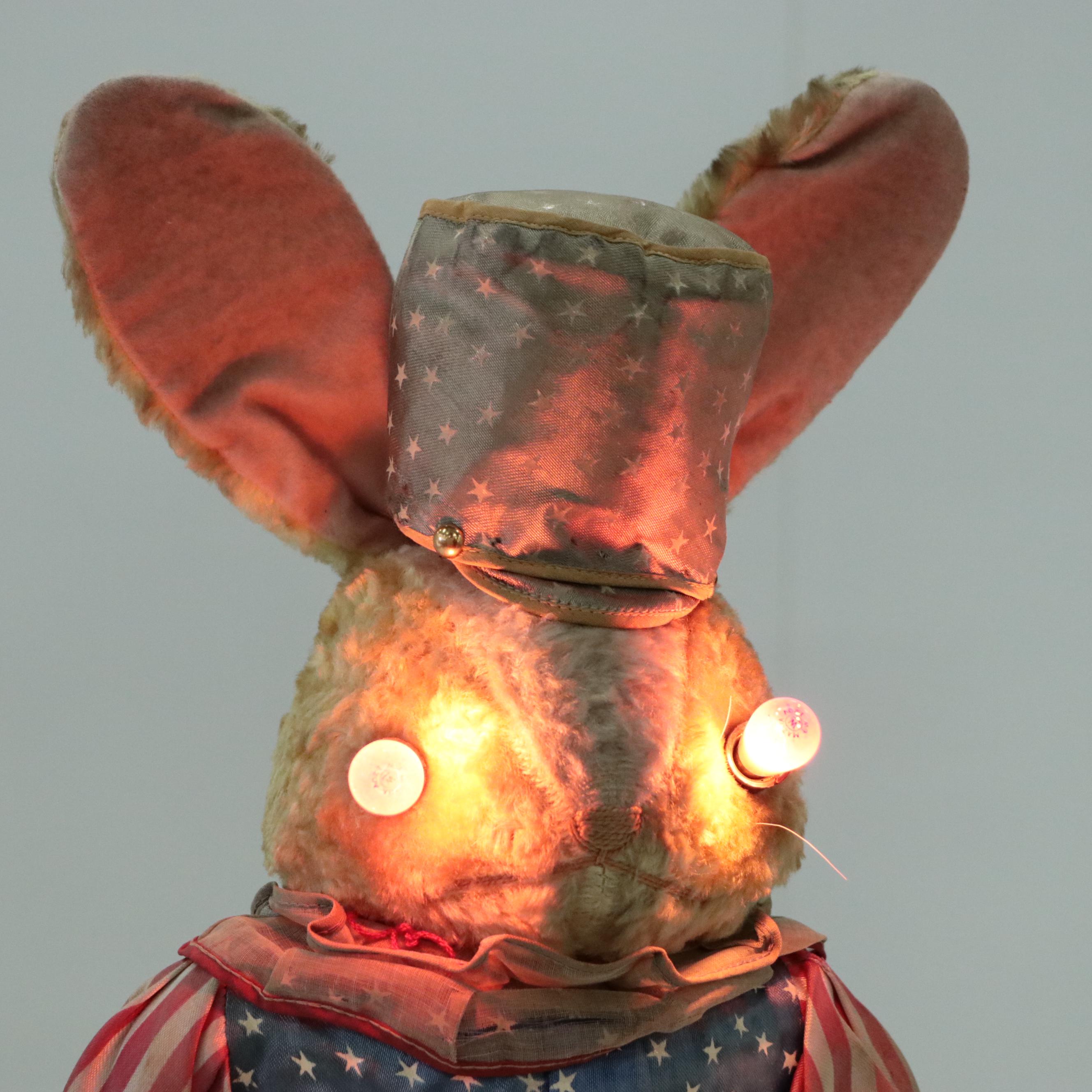 Patriotic Plush Rabbit with Illuminating Eyes