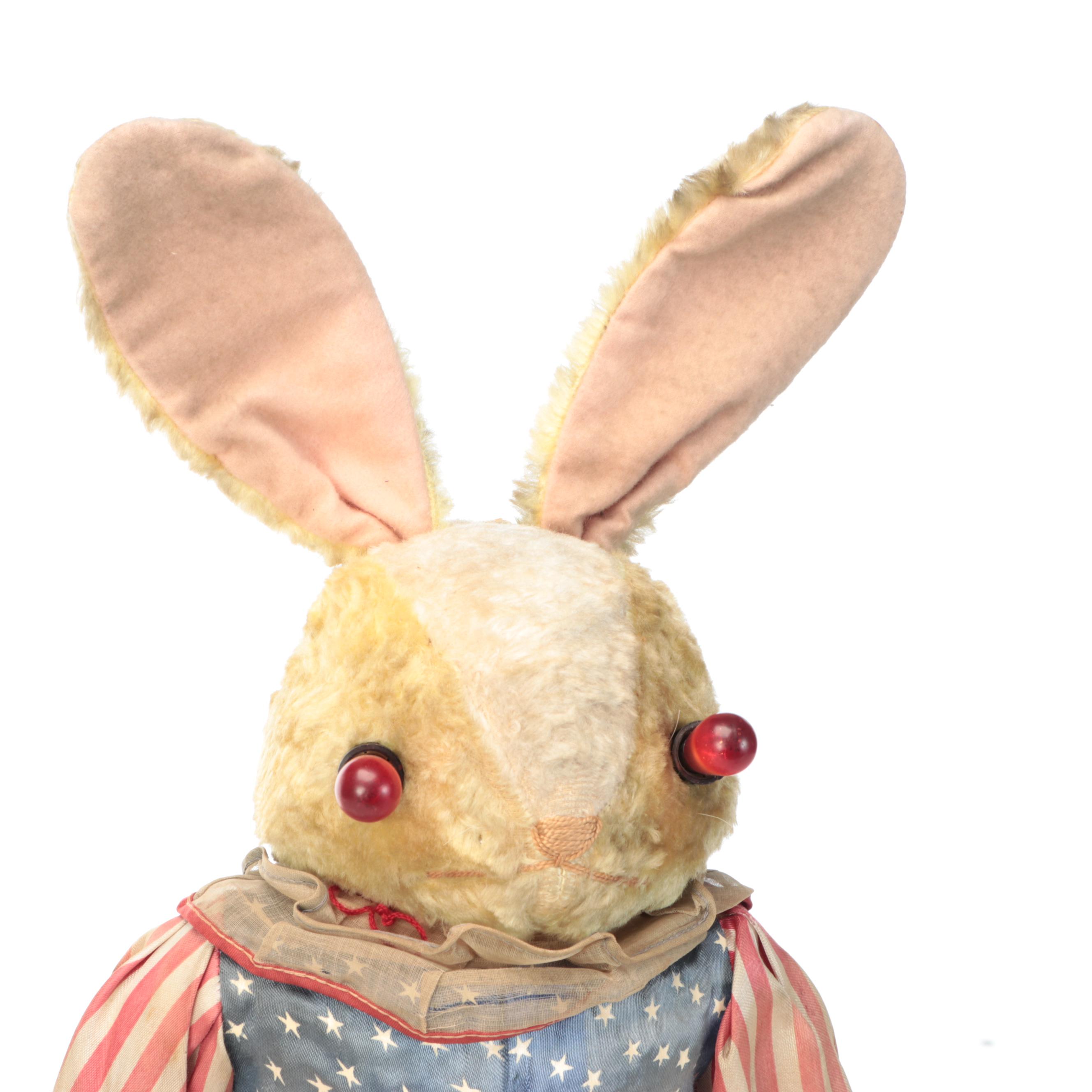 Patriotic Plush Rabbit with Illuminating Eyes