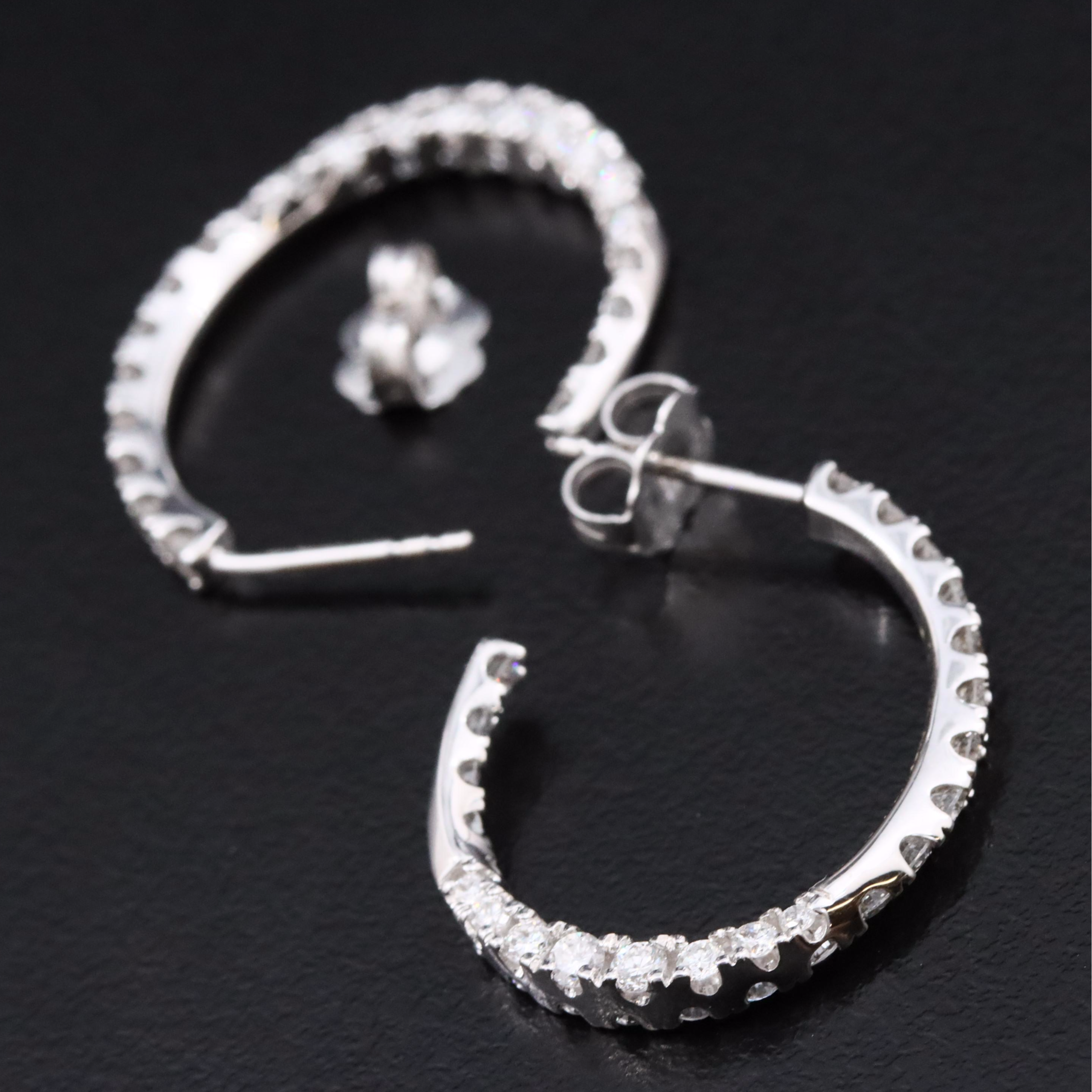 14K 1.31 CTW Lab Grown Diamond J Hoop Earrings