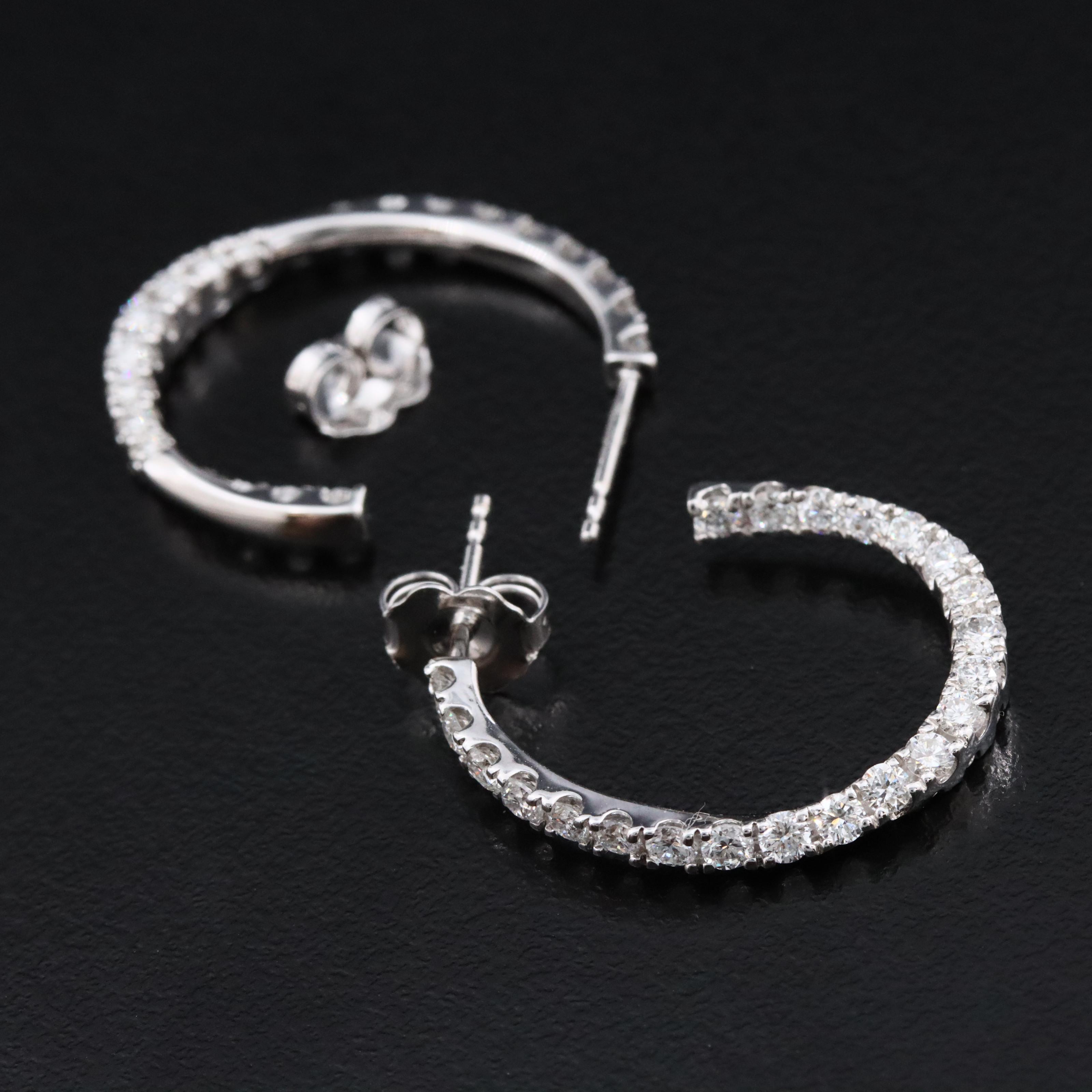 14K 1.31 CTW Lab Grown Diamond J Hoop Earrings