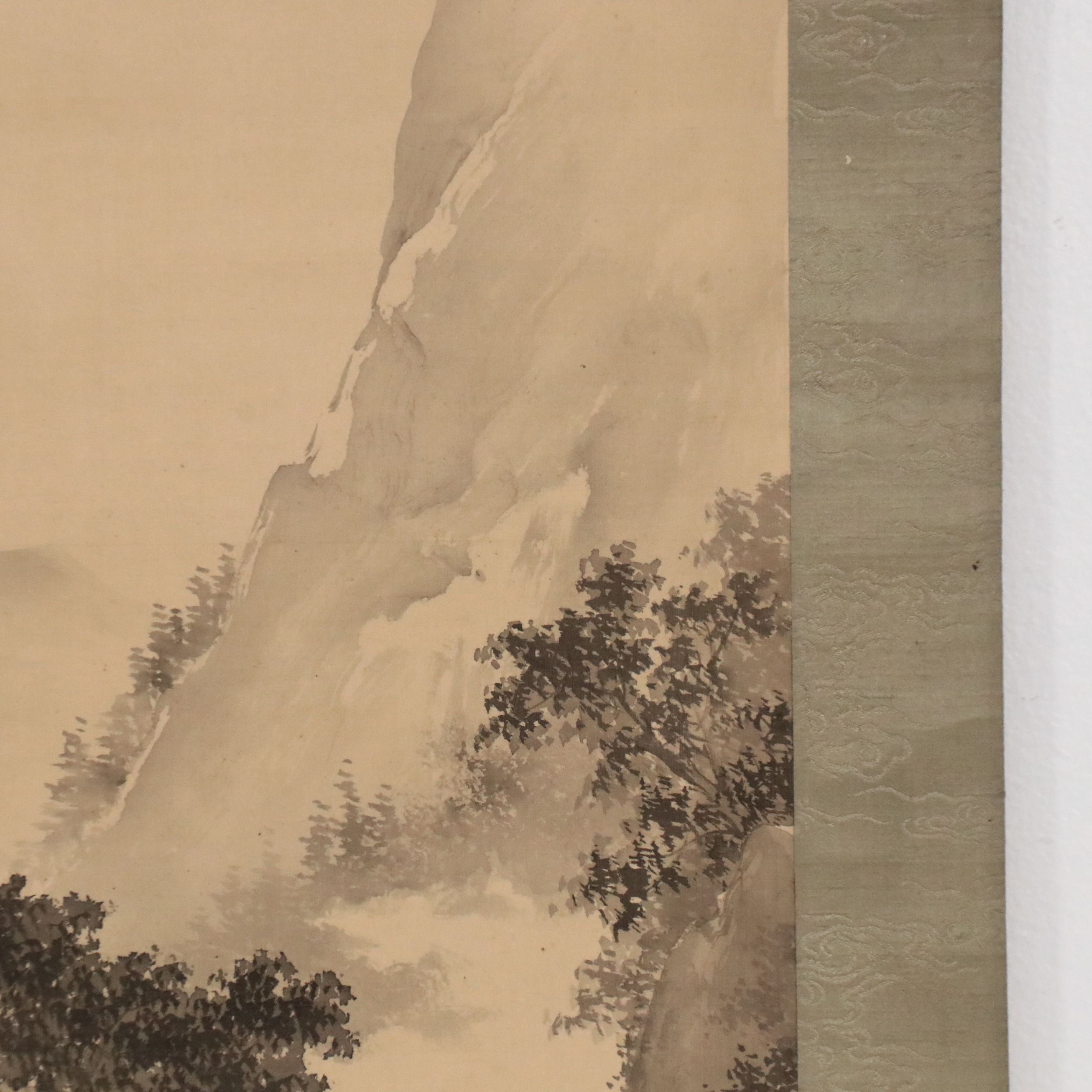 Watercolor Sansui Landscape Scroll, Late 19th Century