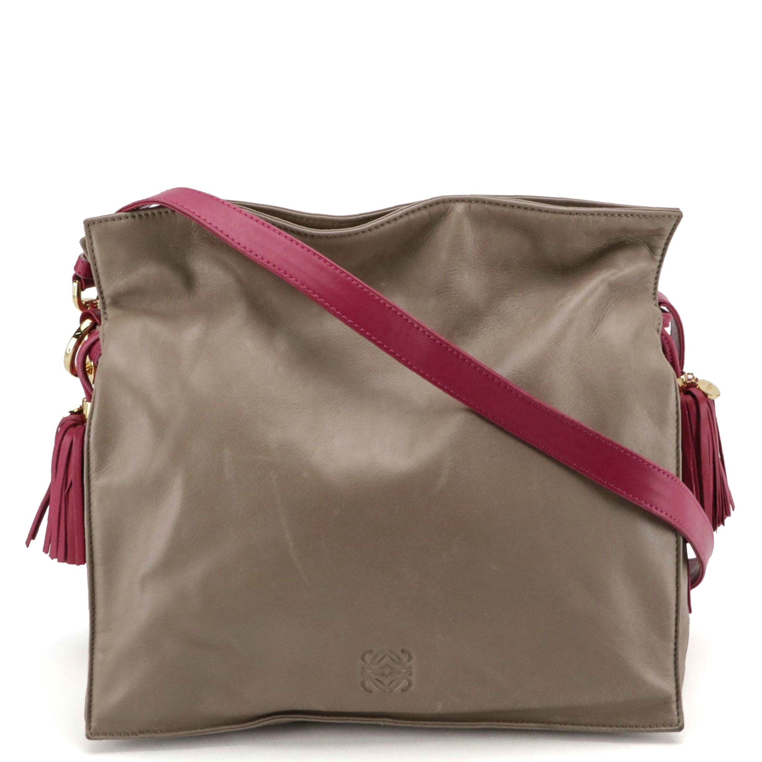 Loewe Anagram Bicolor Lambskin Leather Crossbody Bag with Tassel