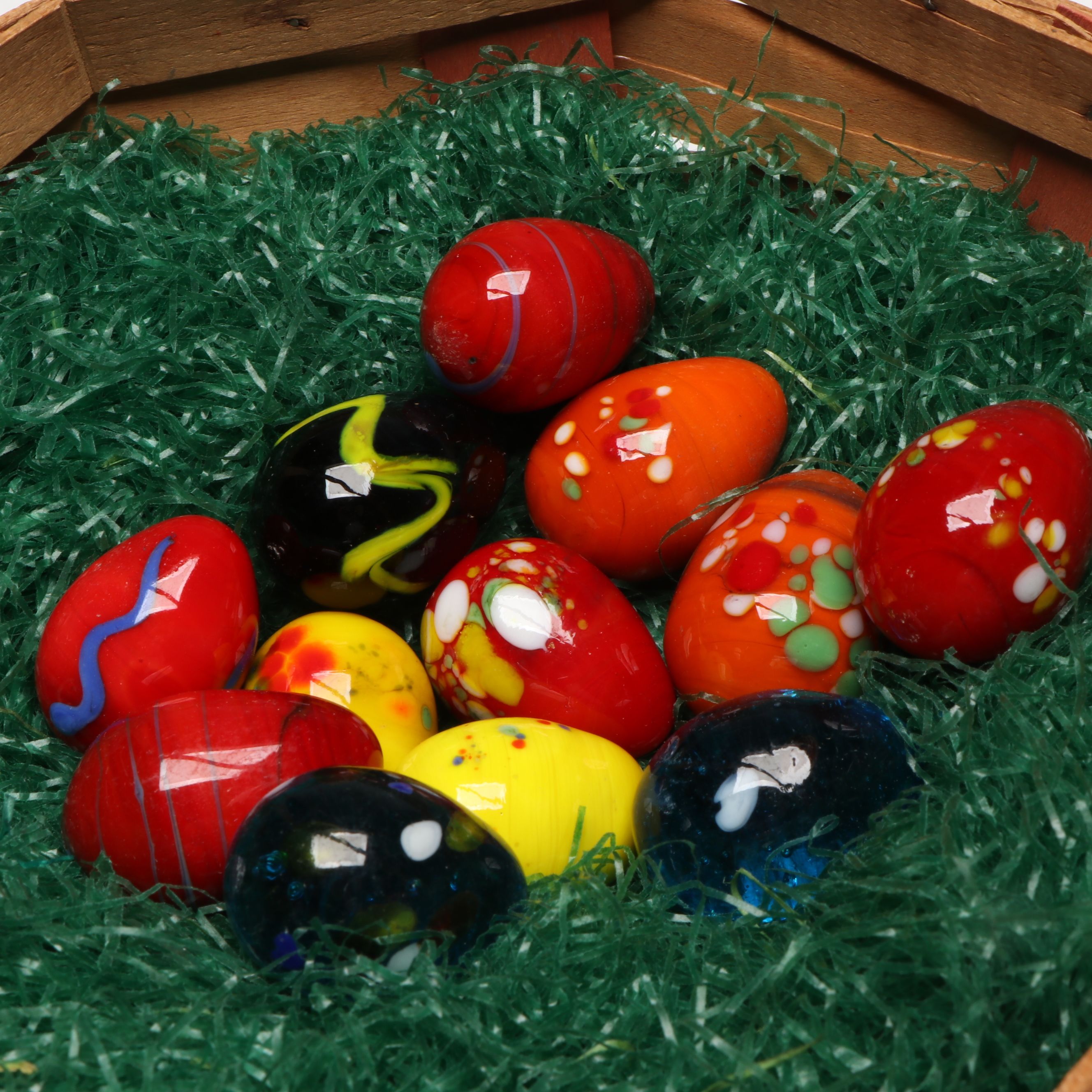 Art Glass Easter Eggs with Basket