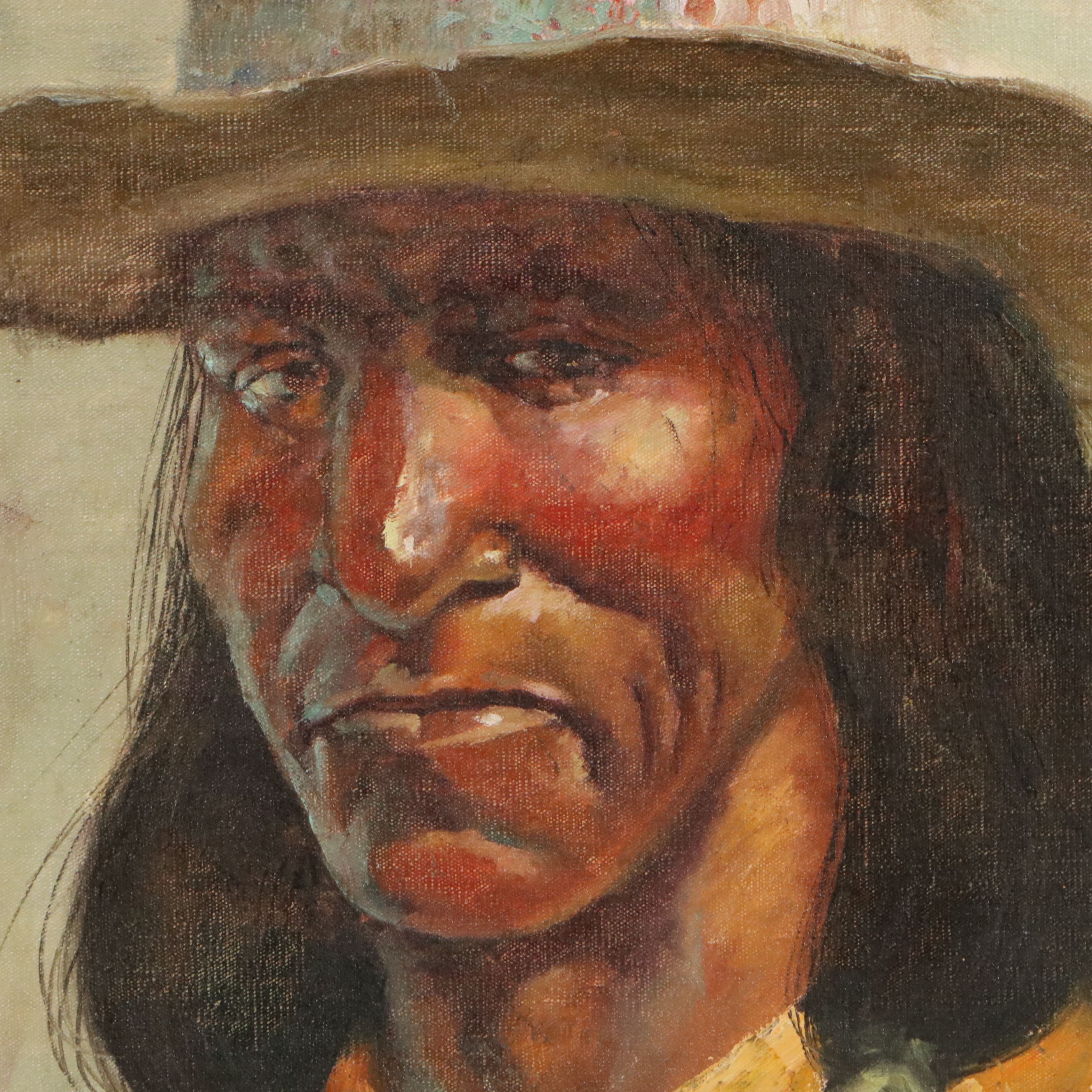 Jorge (Braun) Tarallo Oil Painting "Native American Man," Late 20th Century