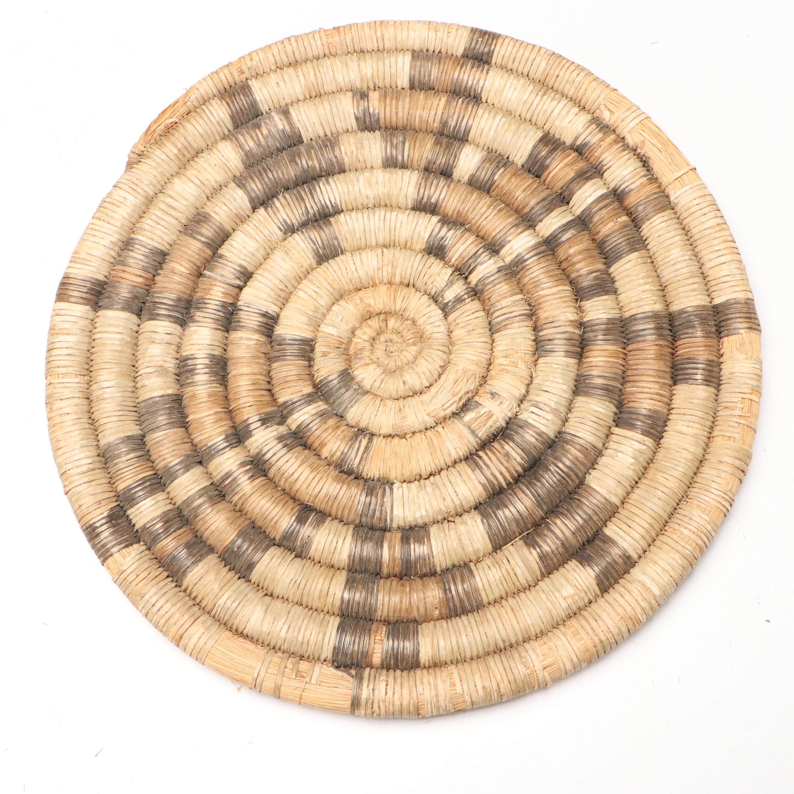 Hopi Style Handwoven Grass Coil Basket Plaques, Mid-20th Century