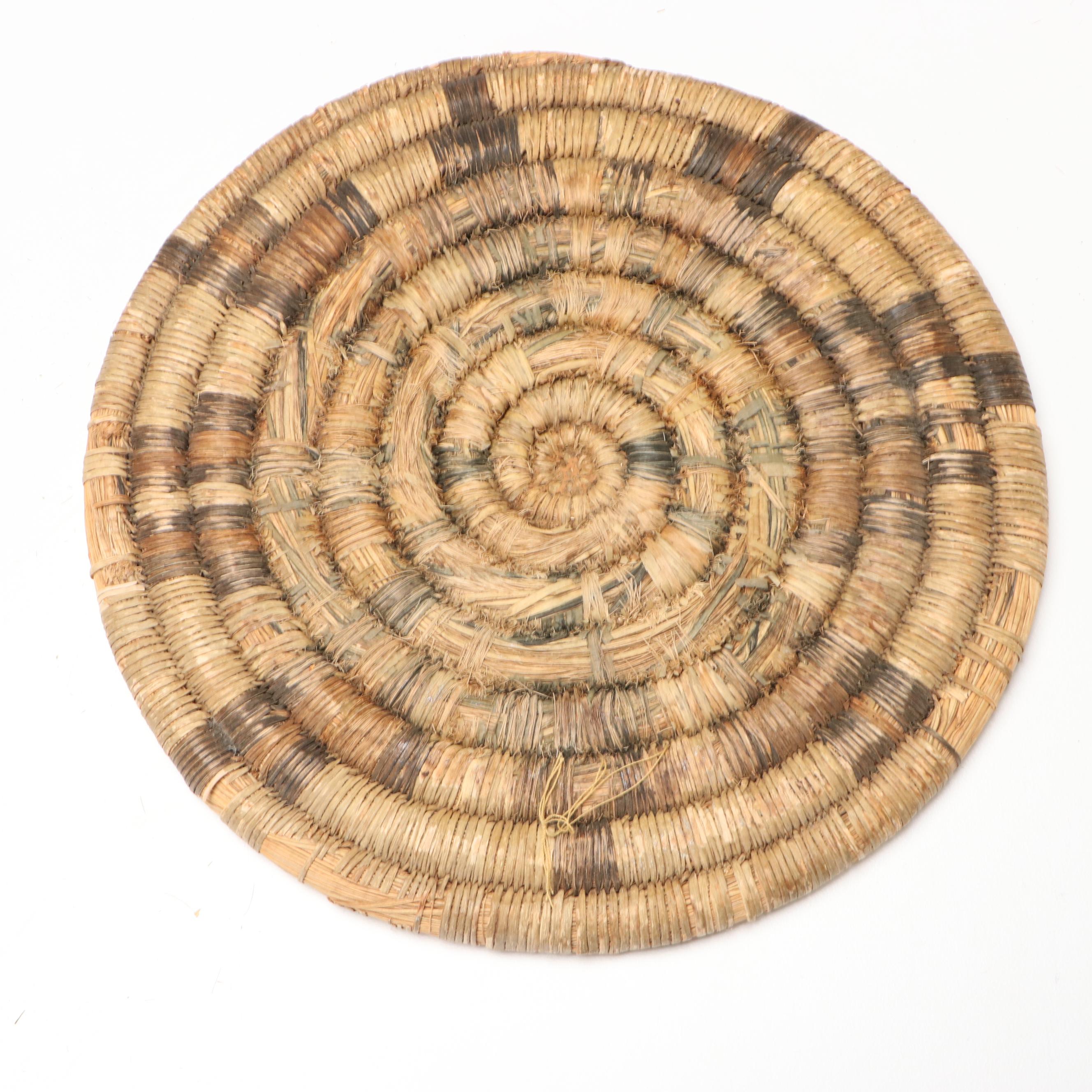 Hopi Style Handwoven Grass Coil Basket Plaques, Mid-20th Century