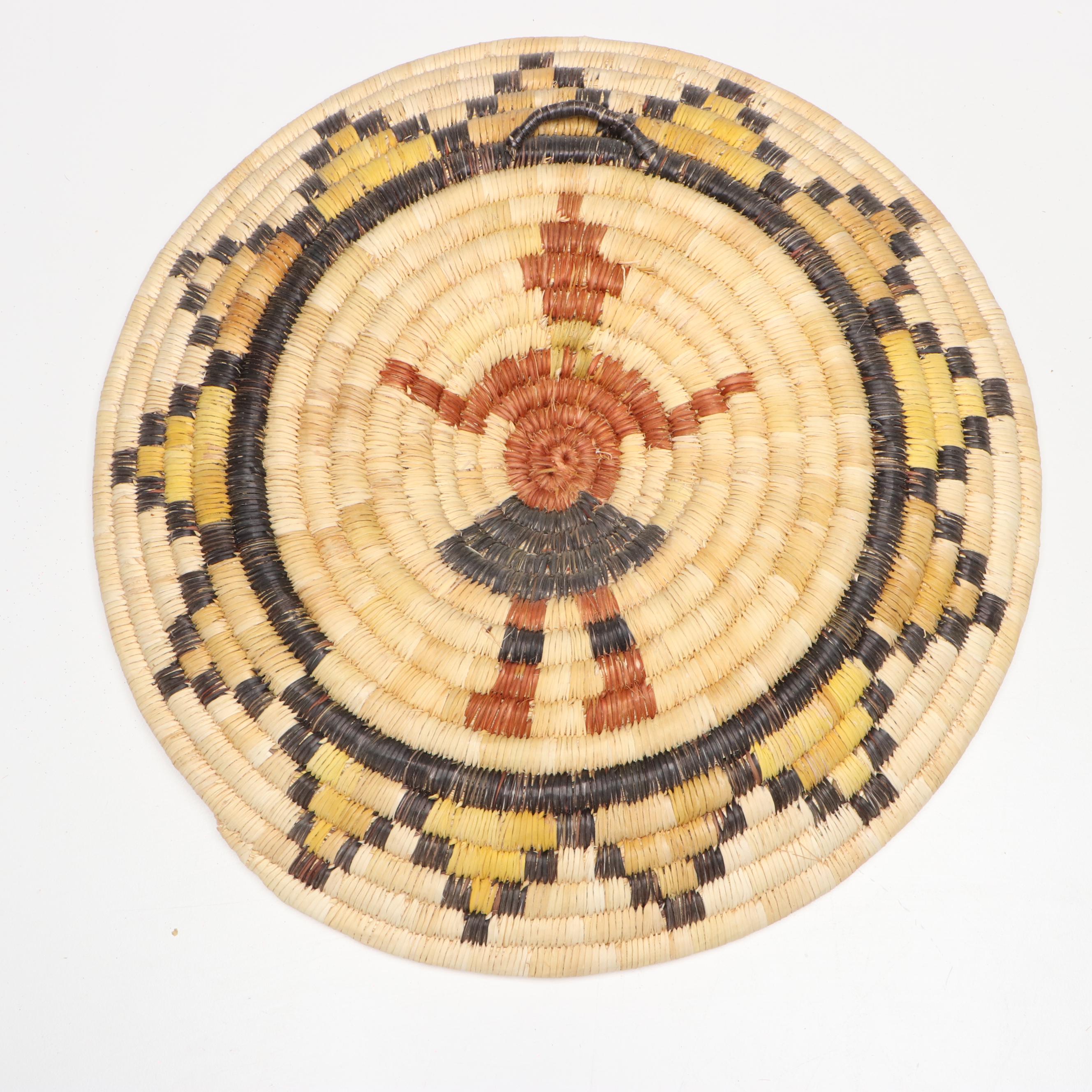 Hopi Style Handwoven Grass Coil Basket Plaques, Mid-20th Century