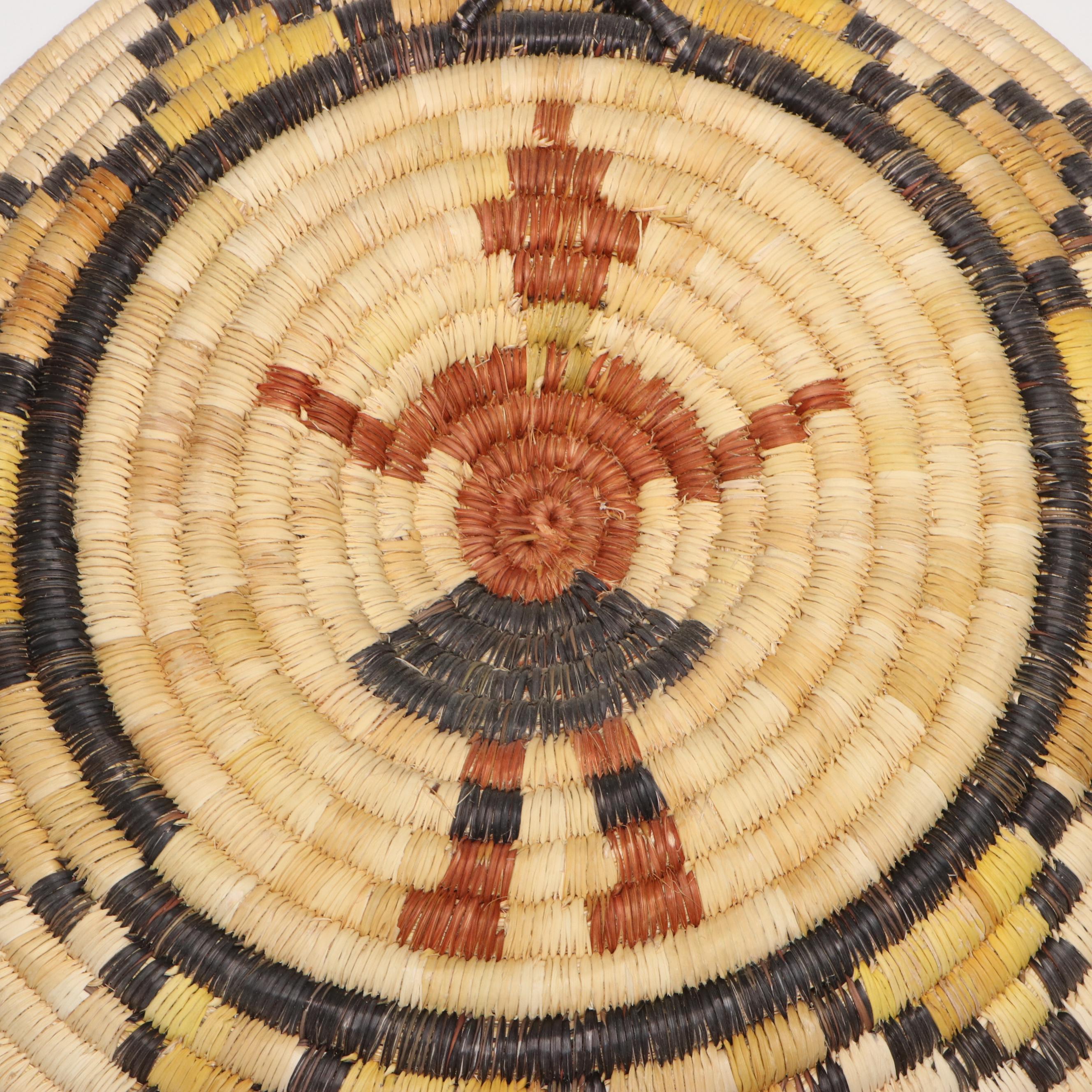 Hopi Style Handwoven Grass Coil Basket Plaques, Mid-20th Century