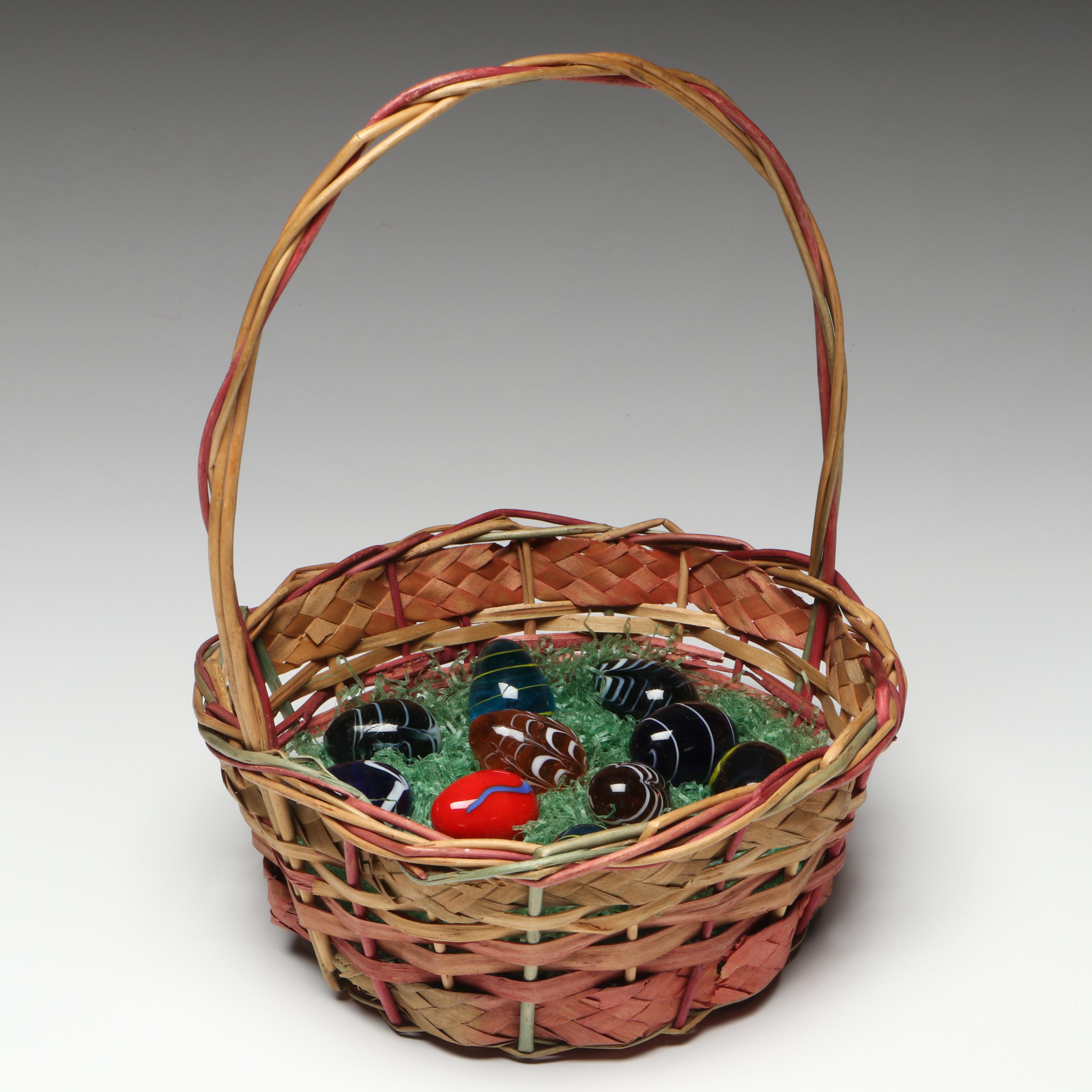 Art Glass Easter Eggs with Basket