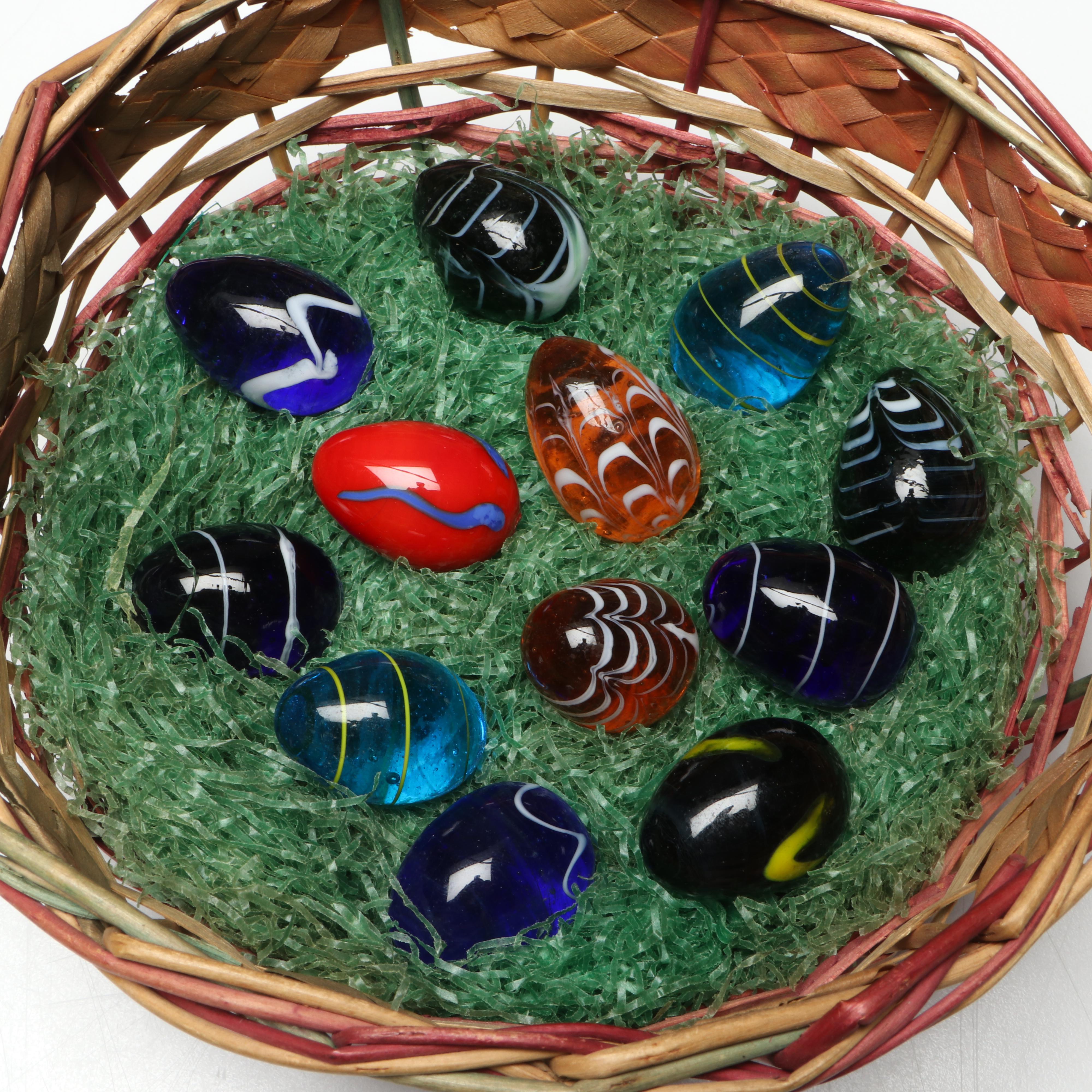 Art Glass Easter Eggs with Basket