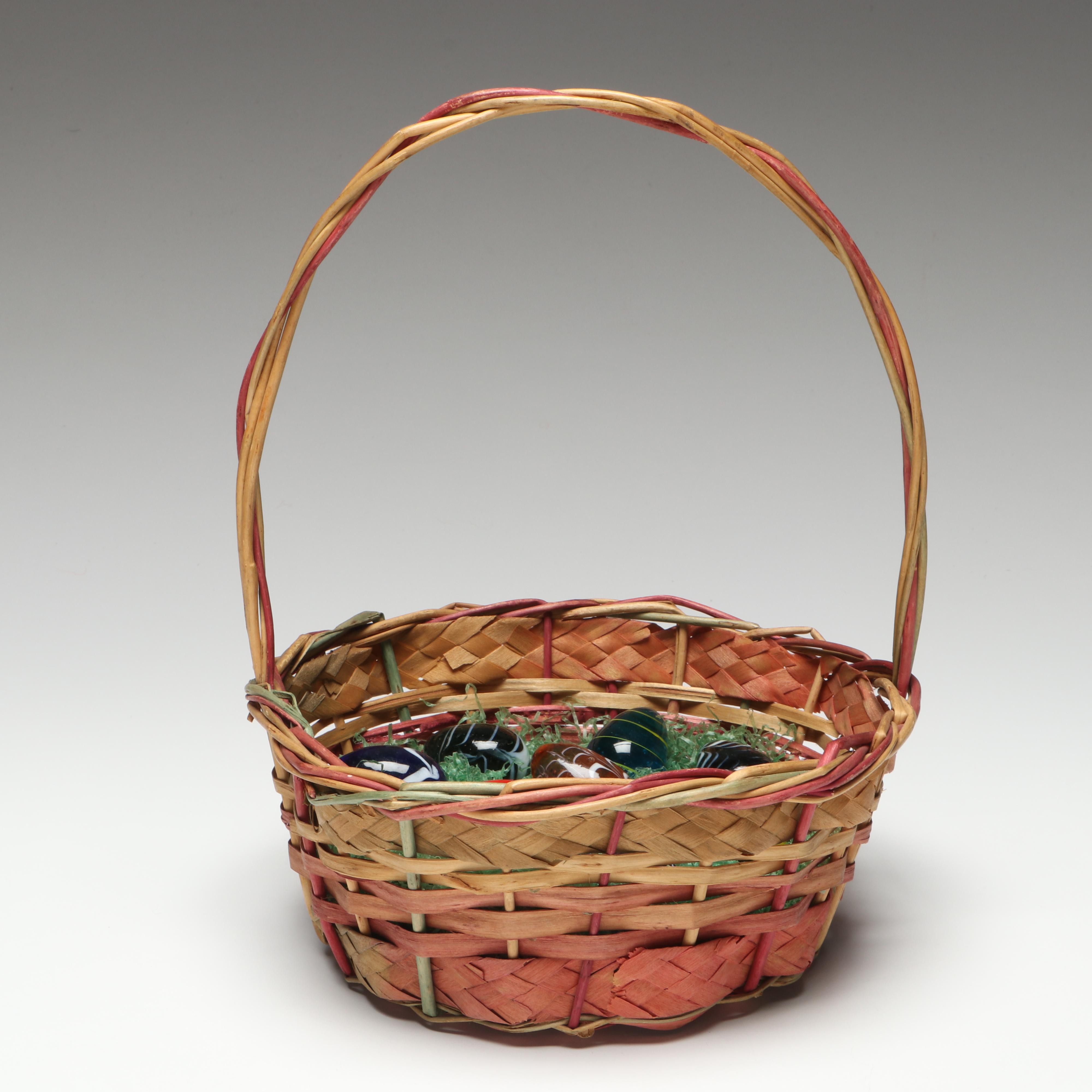 Art Glass Easter Eggs with Basket