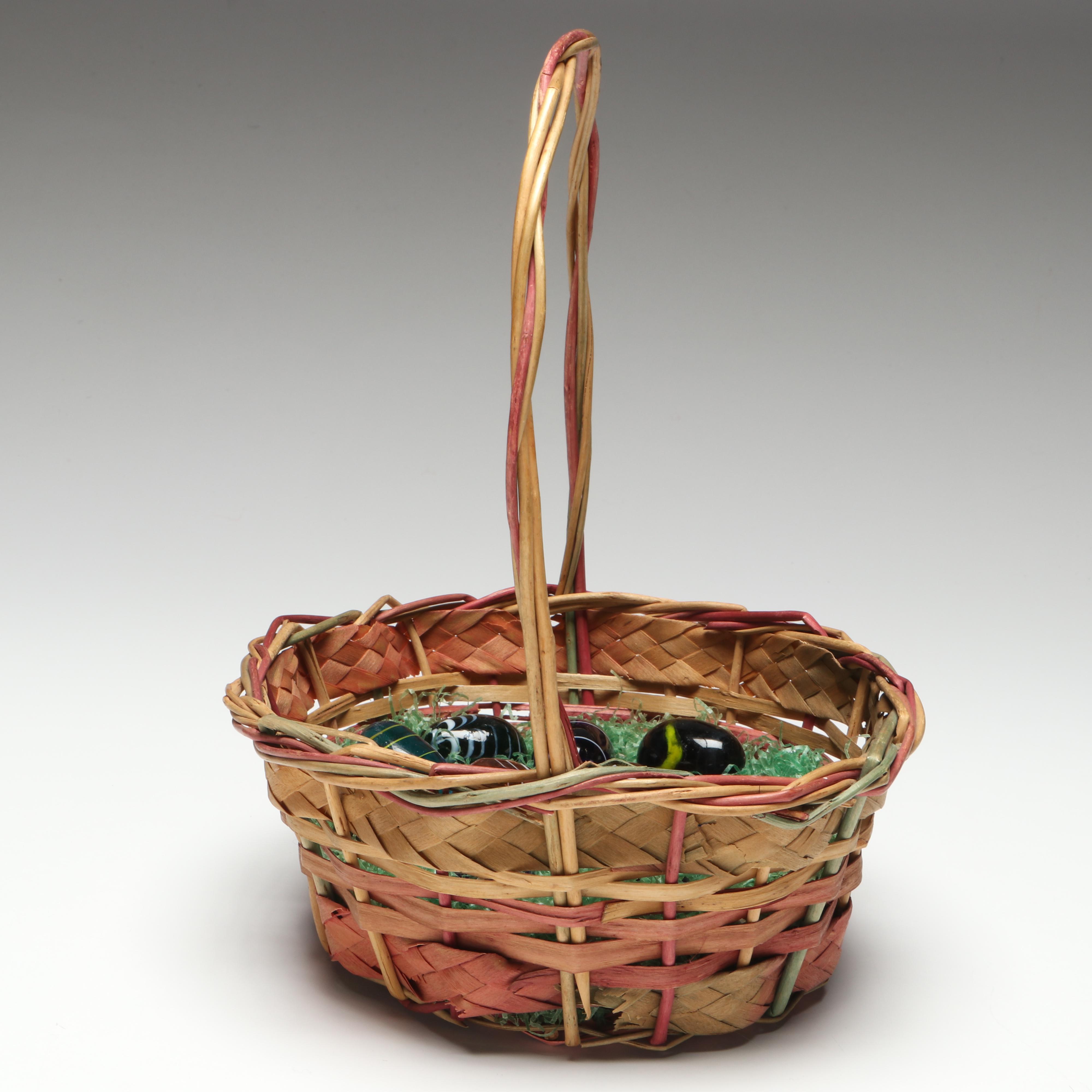 Art Glass Easter Eggs with Basket