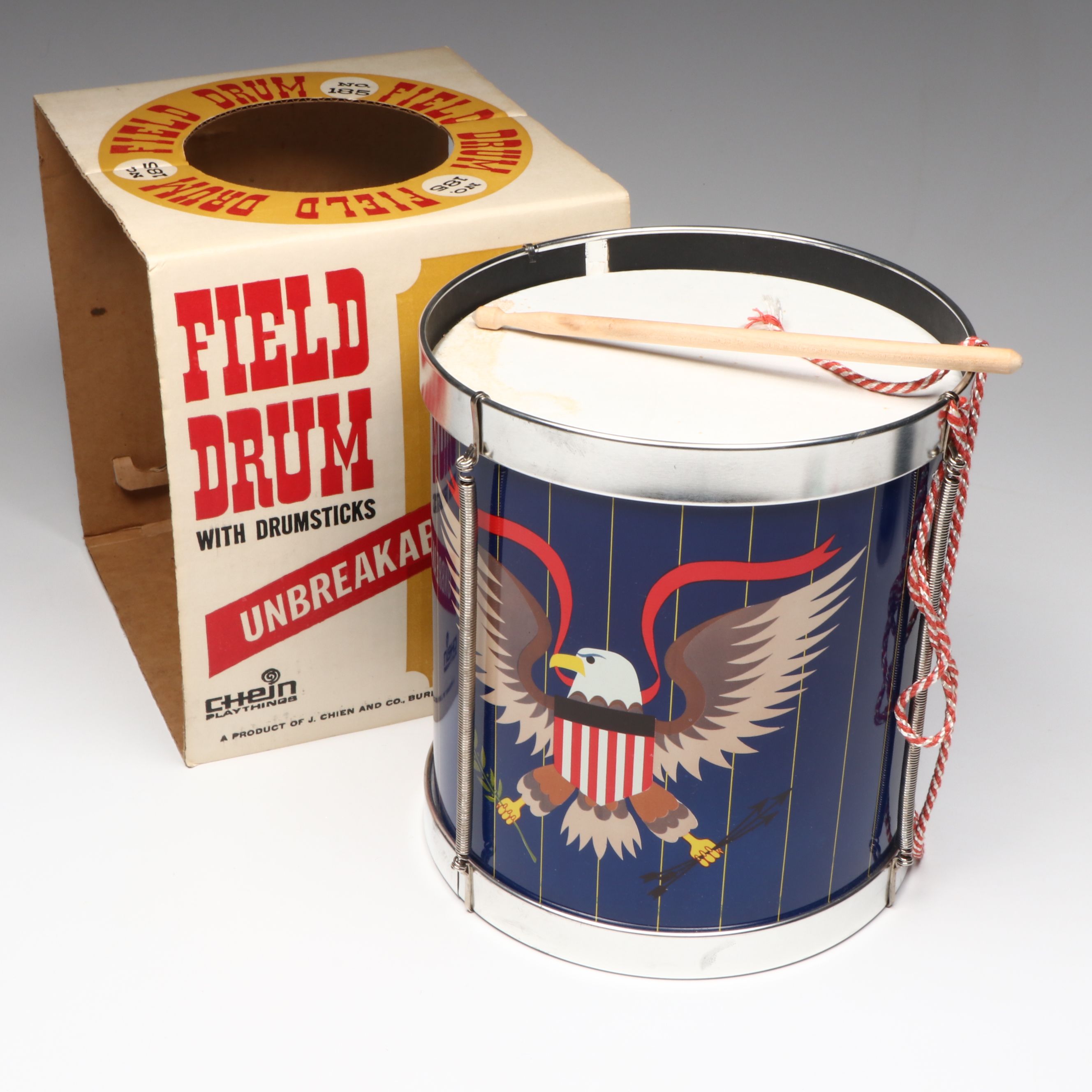 Chein Playthings Field Drum with All American Fife, Kazoo, and More Horns