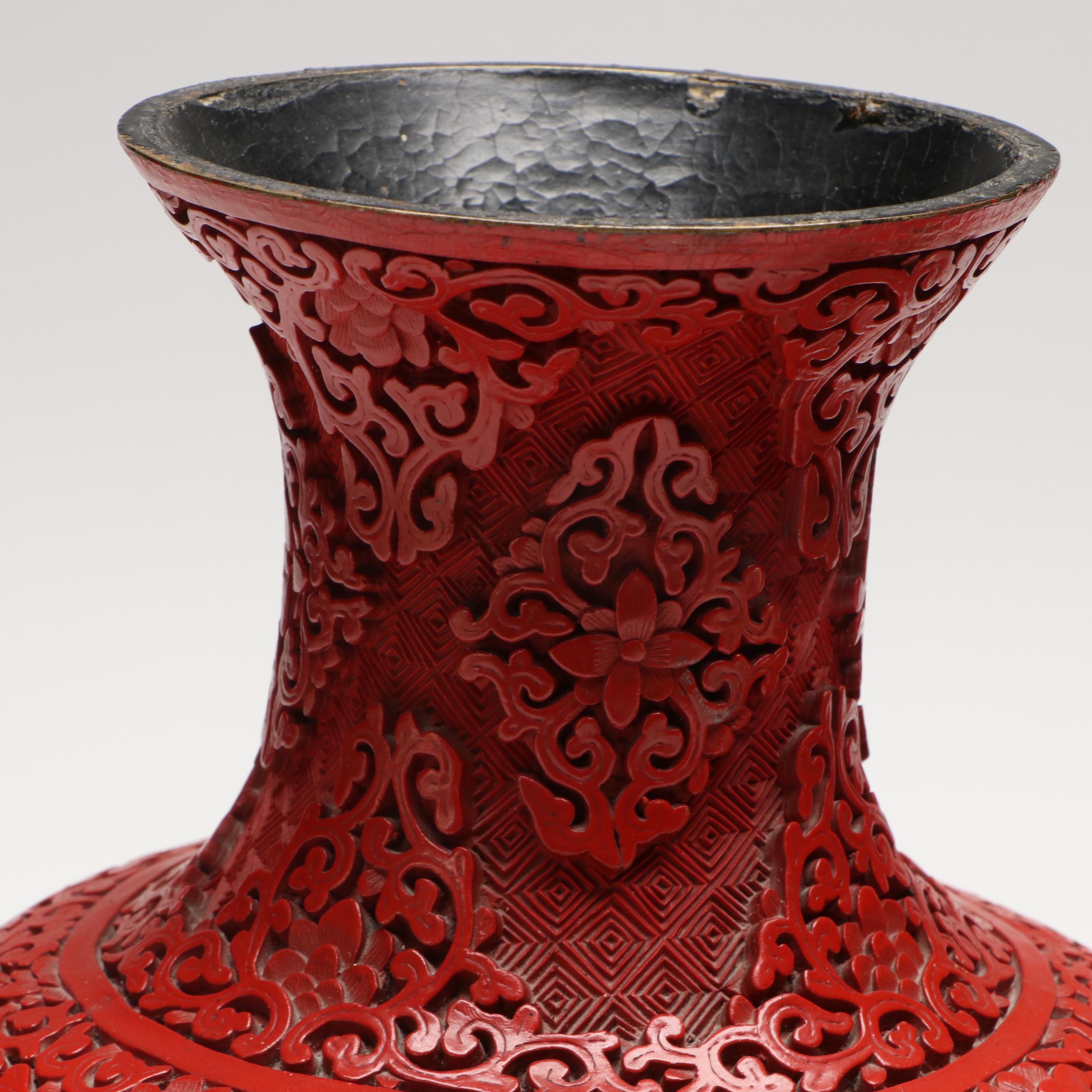 Chinese Red Lacquerware Vases
