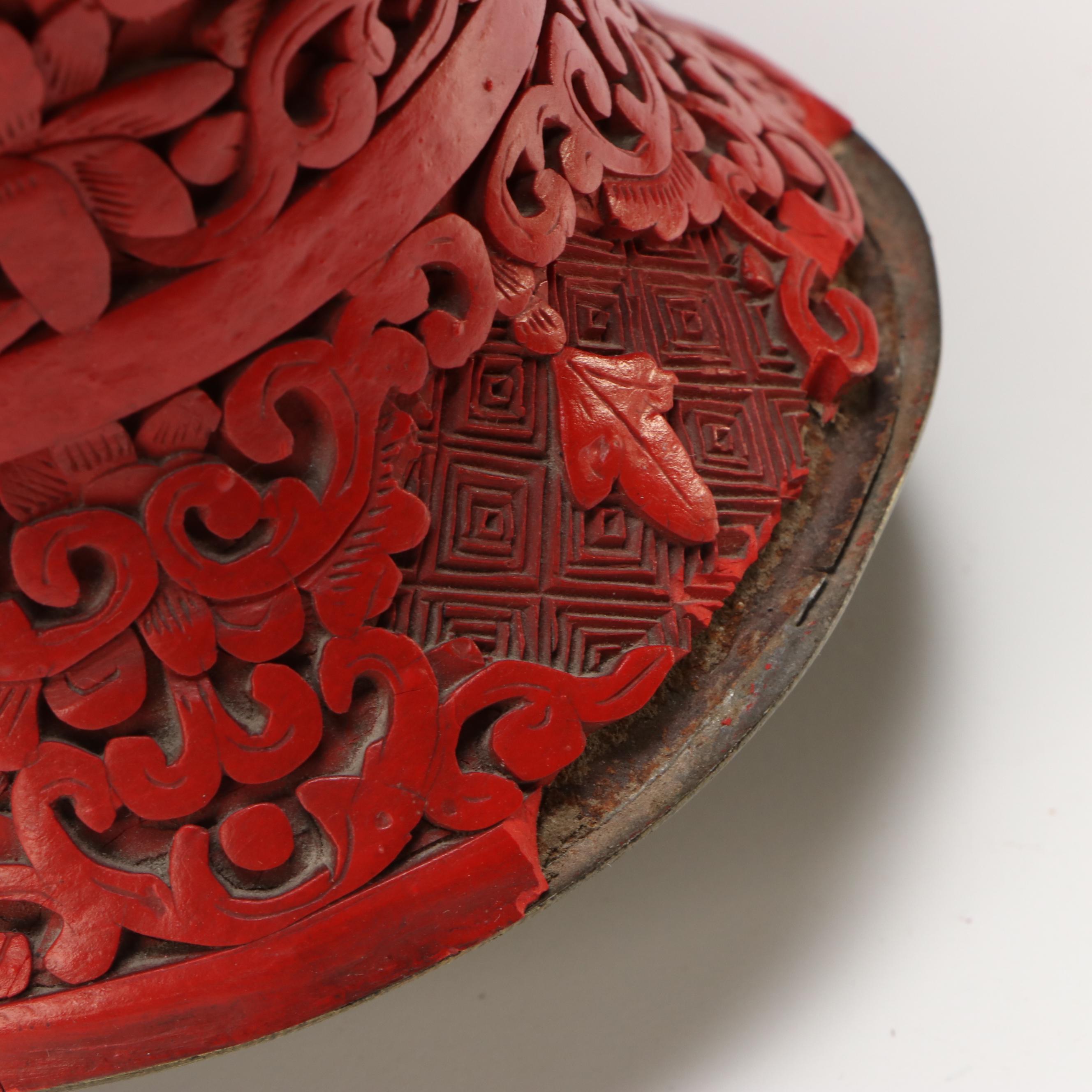 Chinese Red Lacquerware Vases