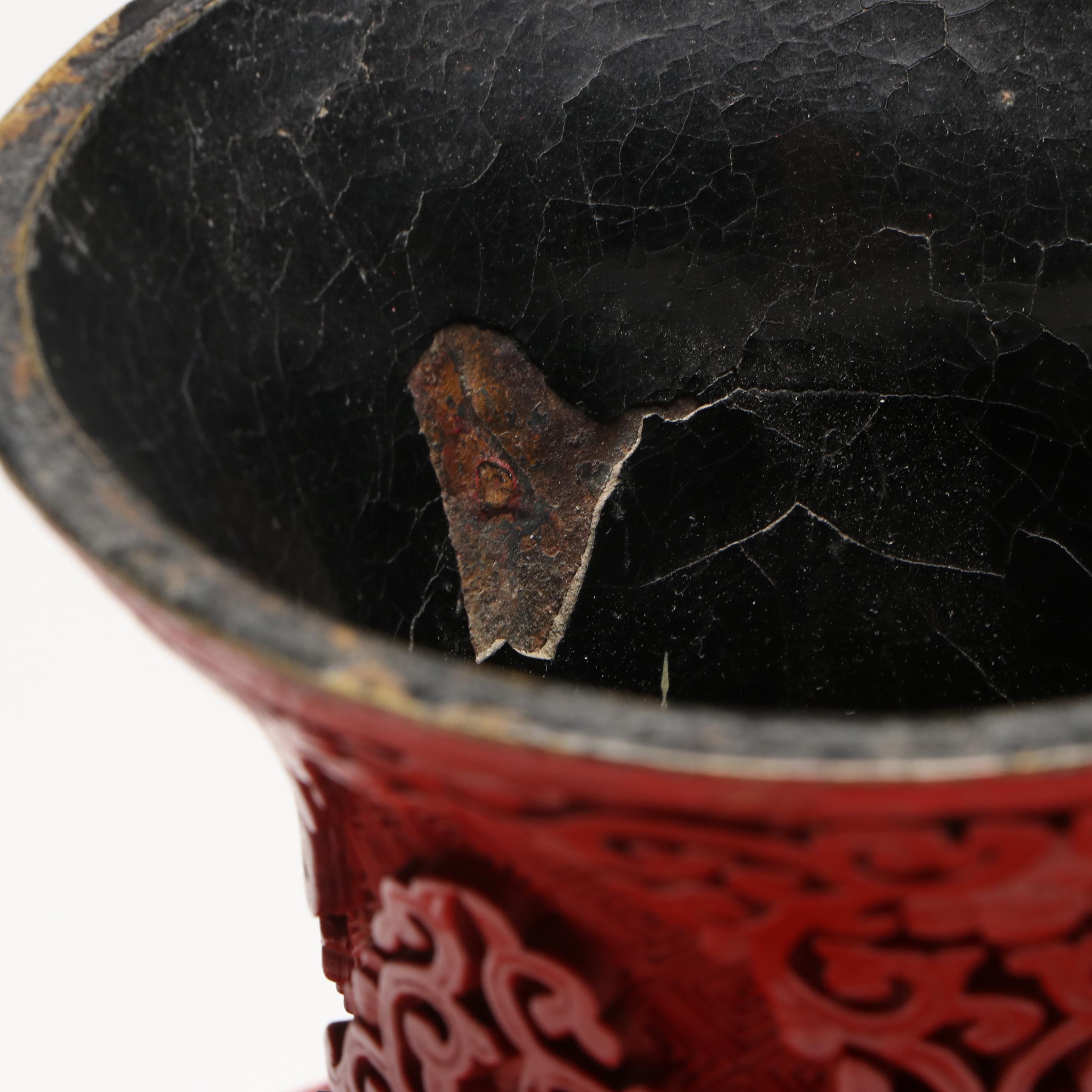 Chinese Red Lacquerware Vases