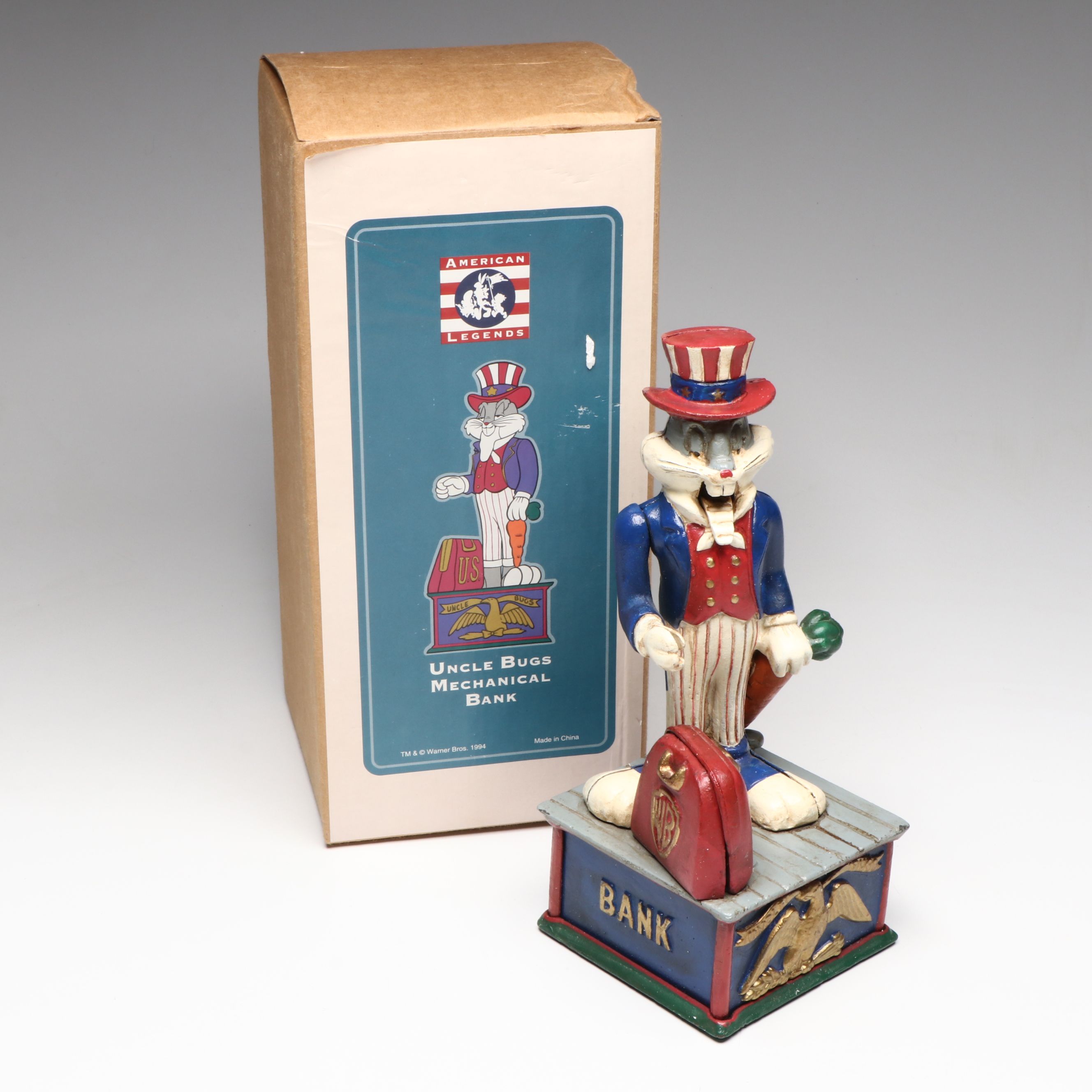 American Legends "Uncle Bugs" Cold Painted Cast Iron Mechanical Bank