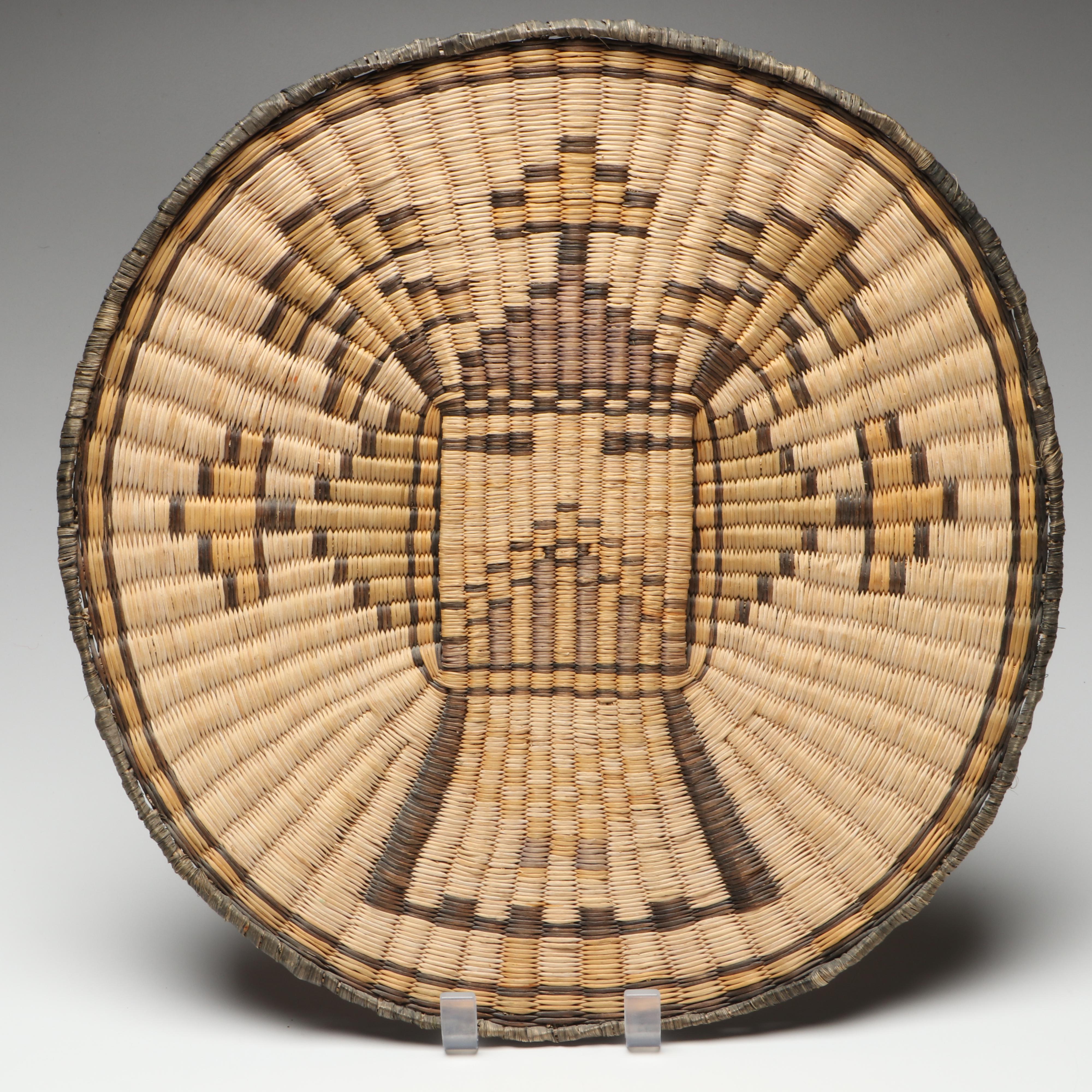 Hopi Wicker Crow Mother and Other Handwoven Kachina Plaque, Mid-20th Century