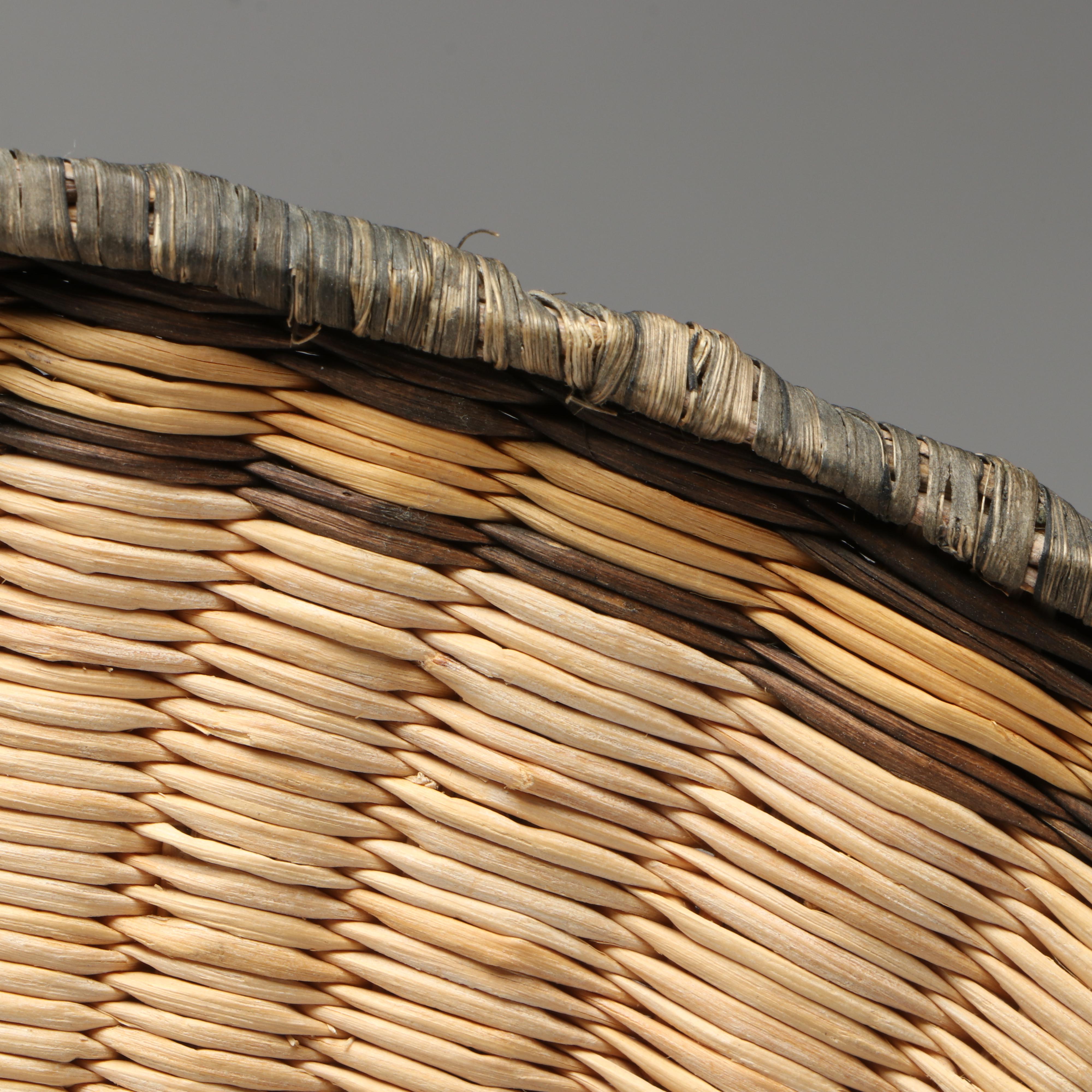 Hopi Wicker Crow Mother and Other Handwoven Kachina Plaque, Mid-20th Century