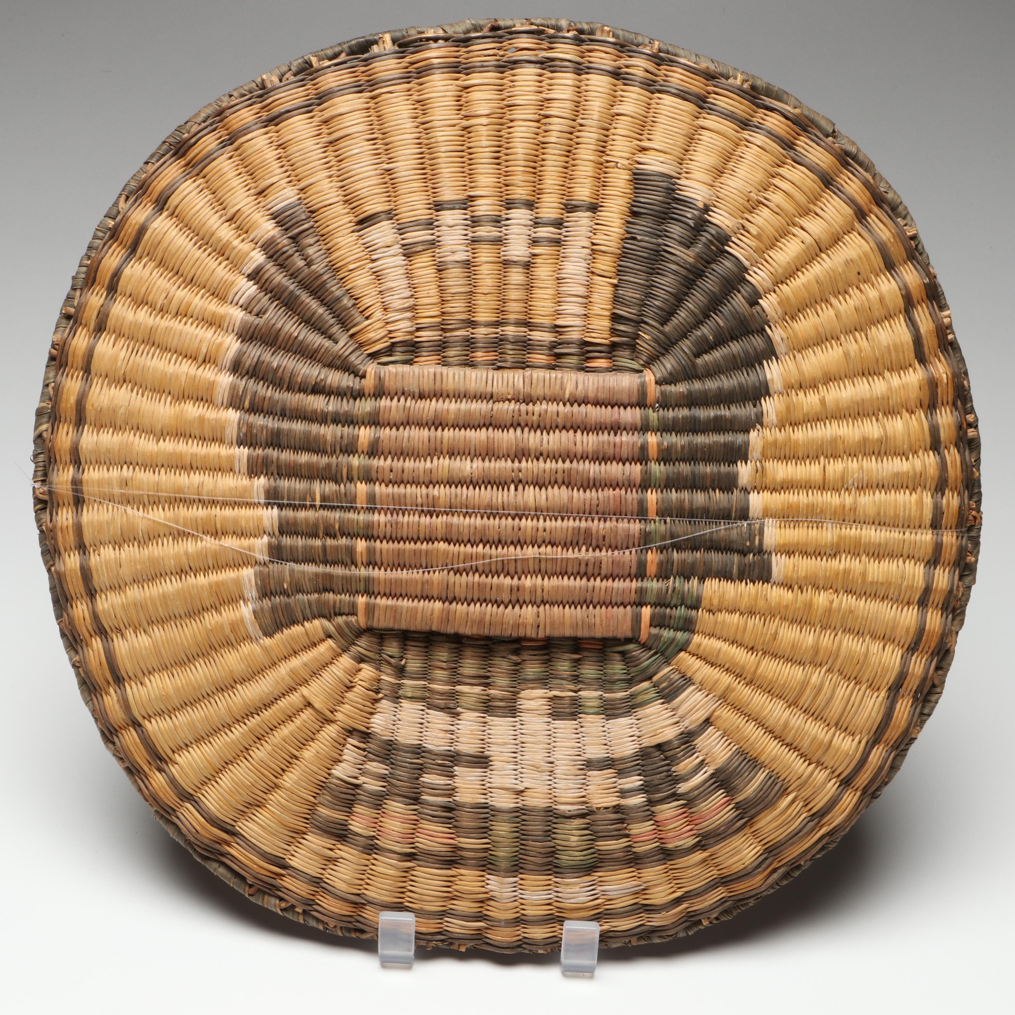 Hopi Wicker Crow Mother and Other Handwoven Kachina Plaque, Mid-20th Century