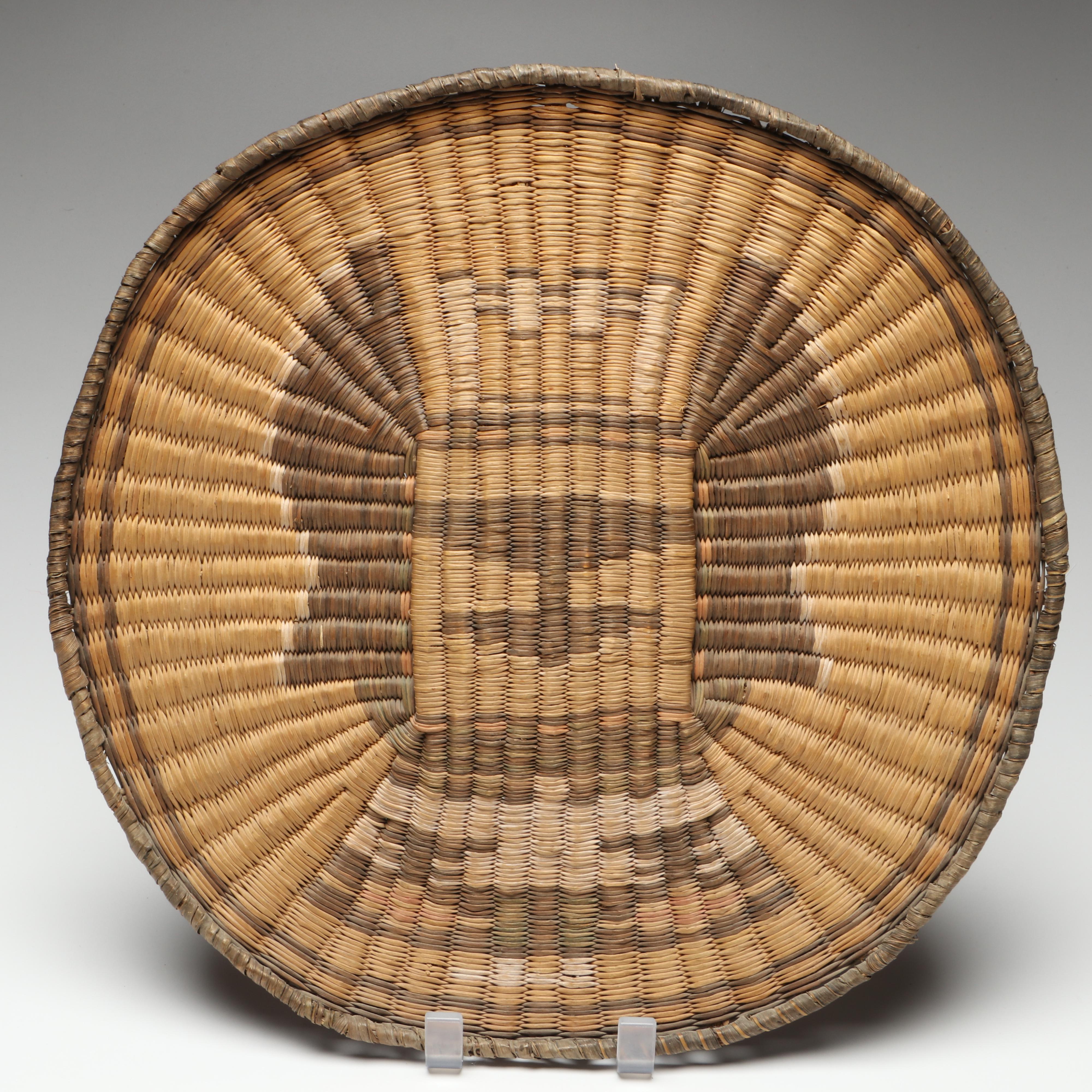 Hopi Wicker Crow Mother and Other Handwoven Kachina Plaque, Mid-20th Century