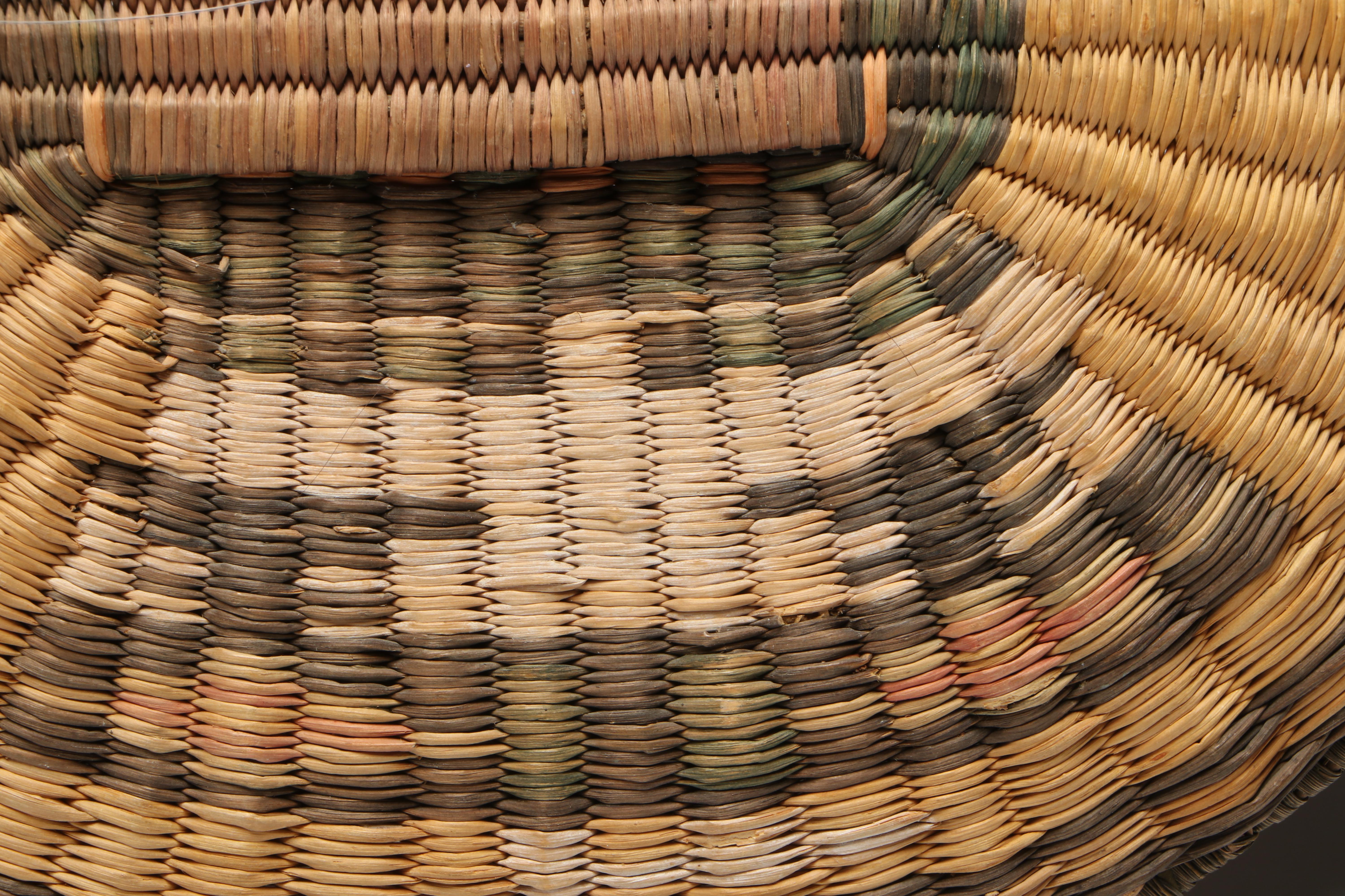 Hopi Wicker Crow Mother and Other Handwoven Kachina Plaque, Mid-20th Century