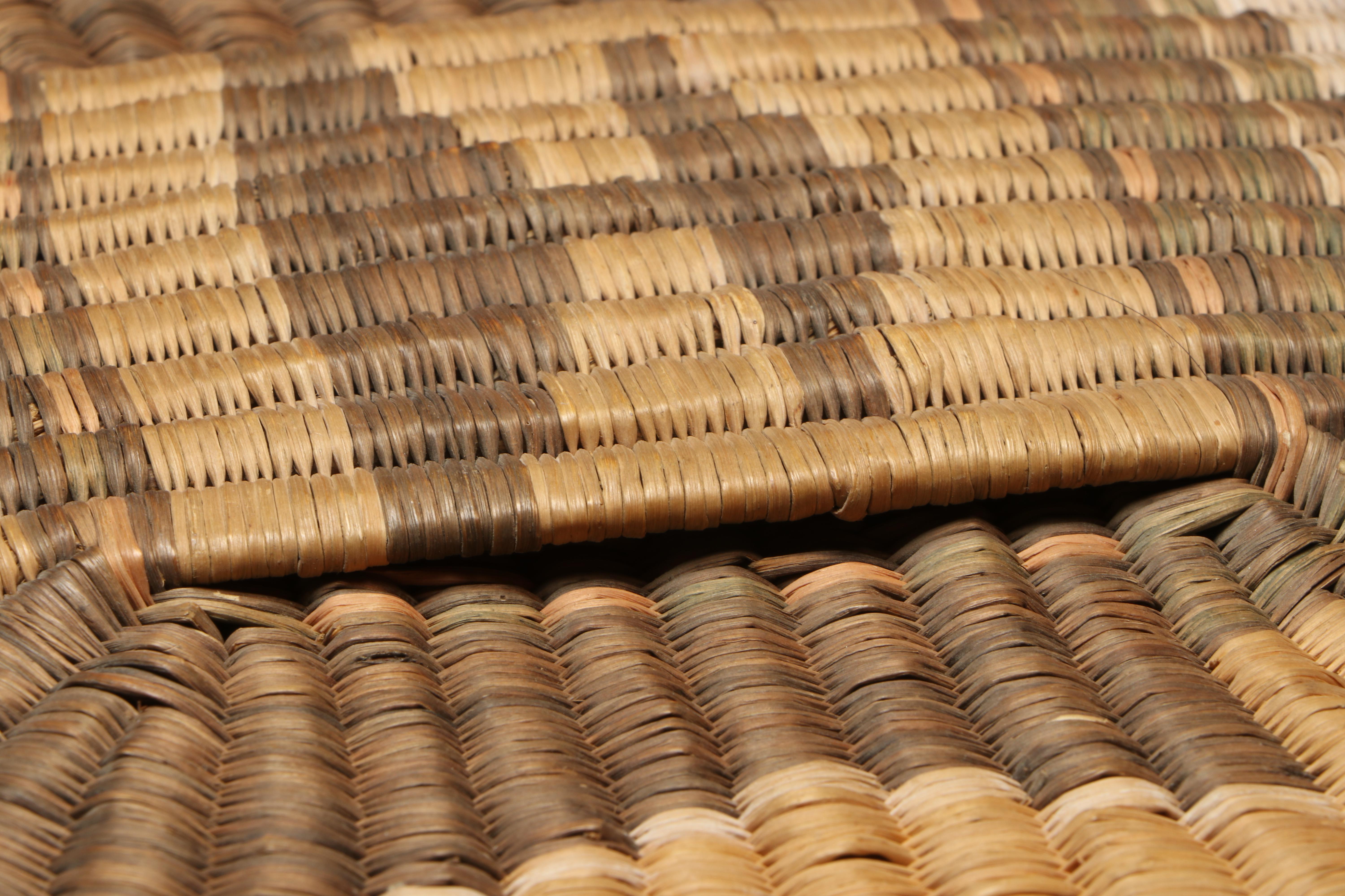 Hopi Wicker Crow Mother and Other Handwoven Kachina Plaque, Mid-20th Century