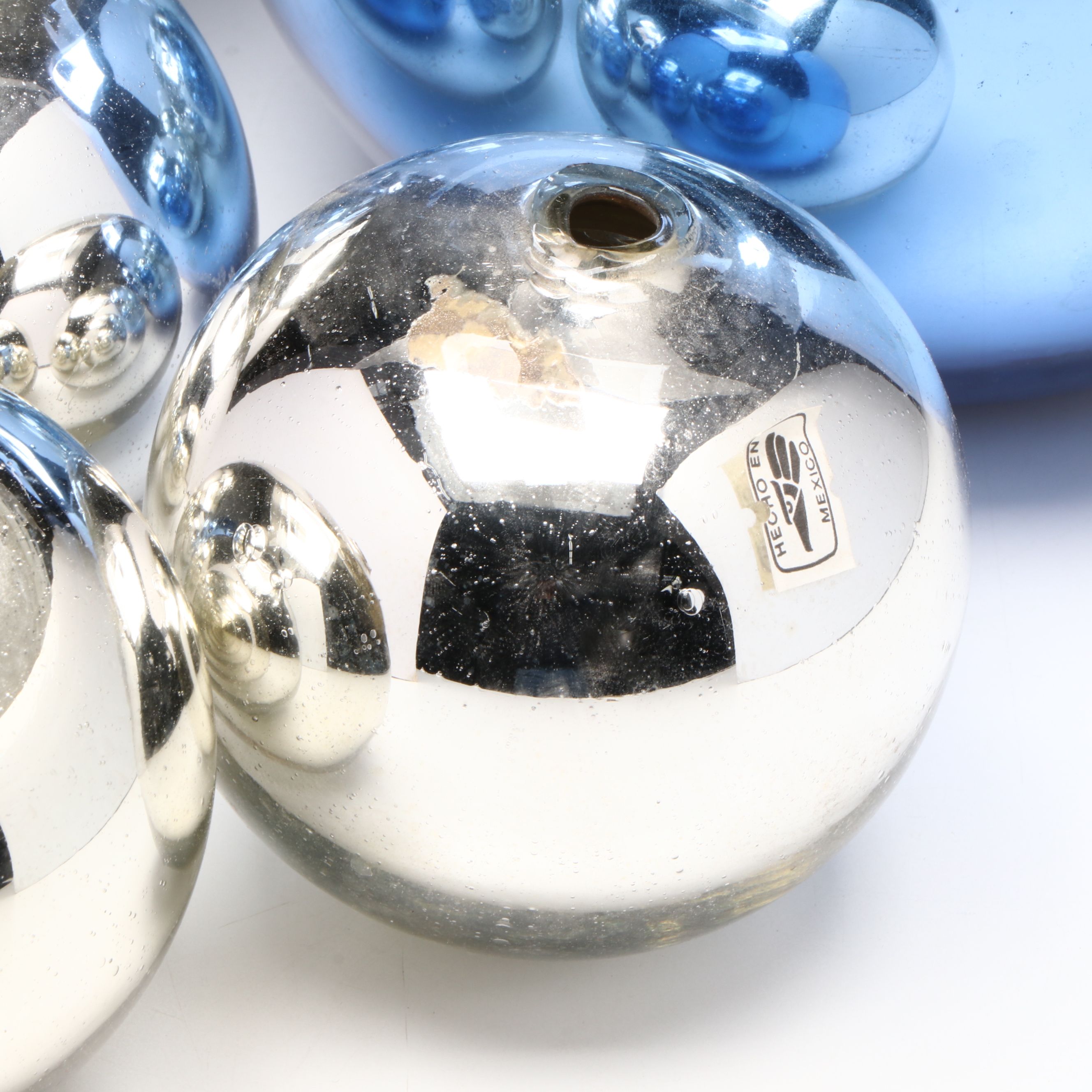 Slovakian and Mexican Blown Glass Foiled Vase and Orbs