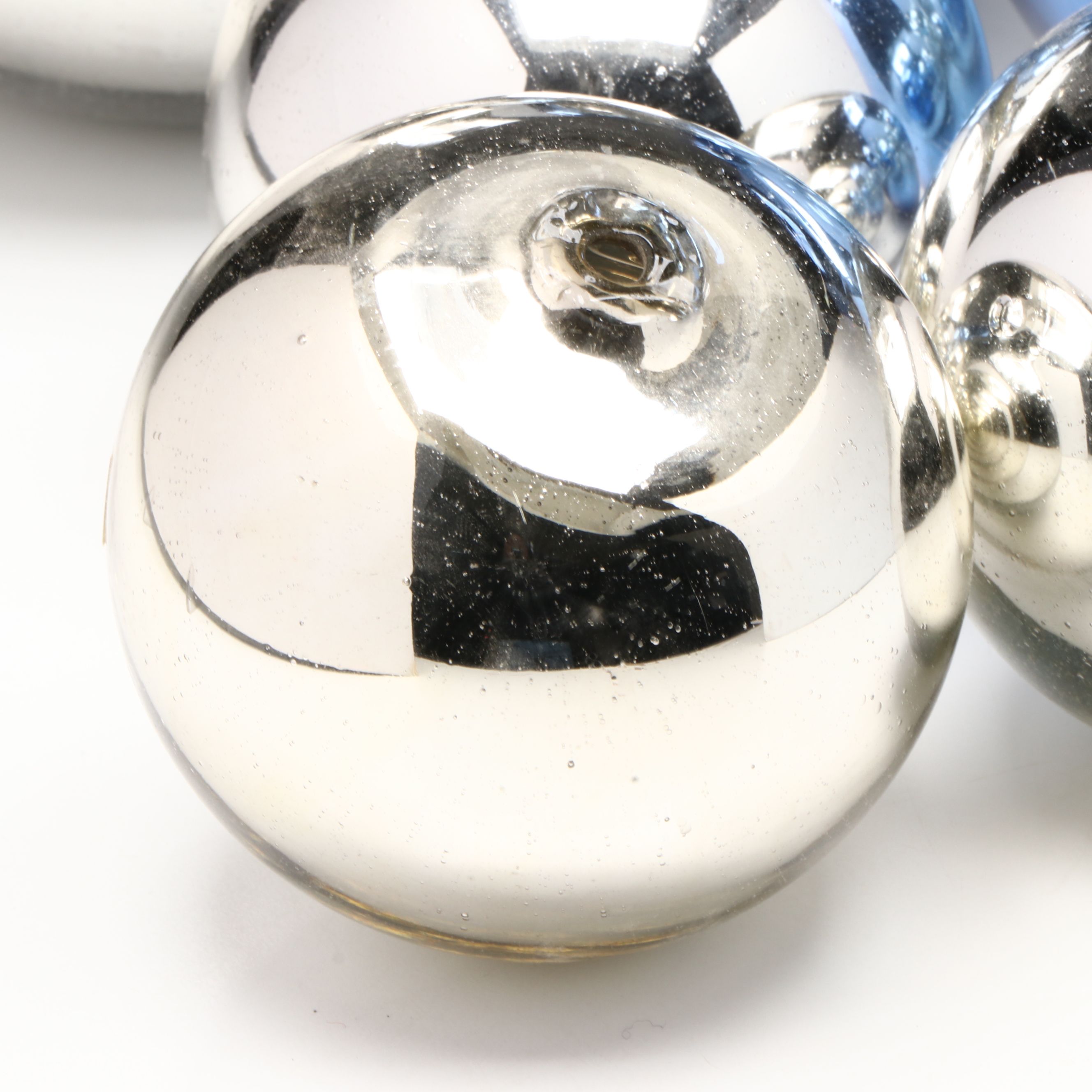 Slovakian and Mexican Blown Glass Foiled Vase and Orbs