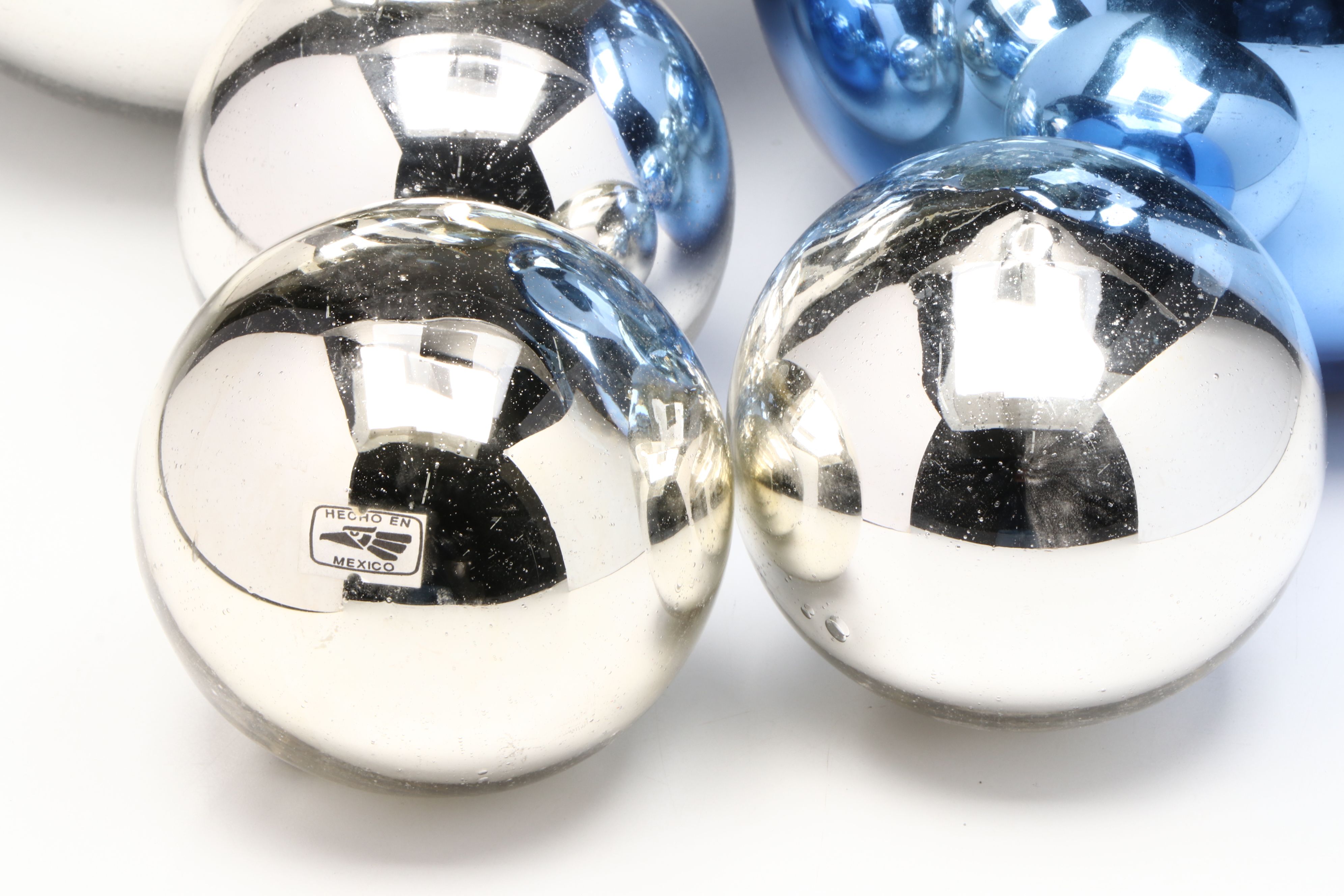 Slovakian and Mexican Blown Glass Foiled Vase and Orbs