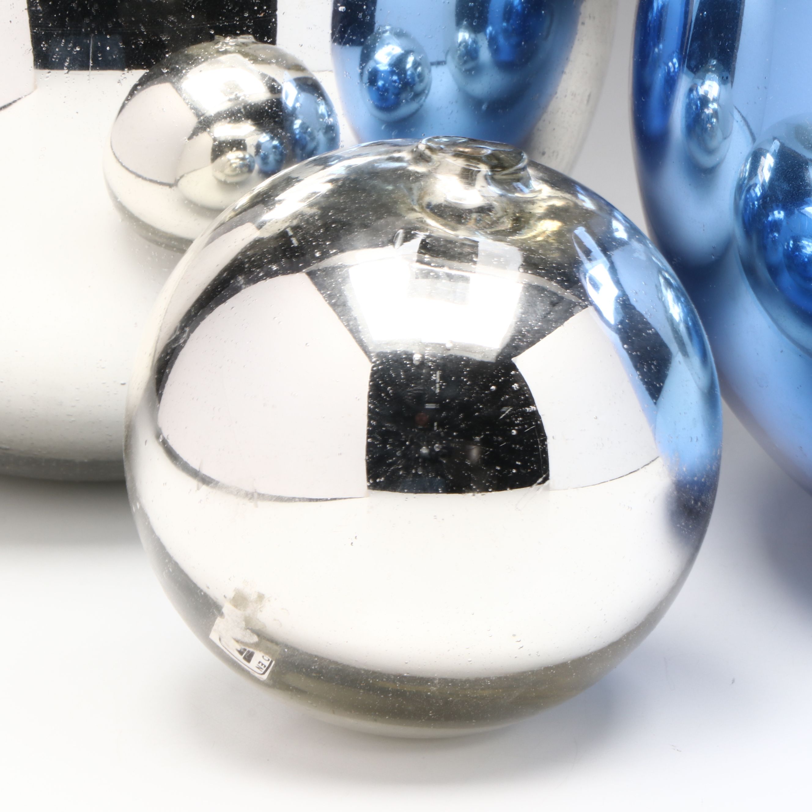 Slovakian and Mexican Blown Glass Foiled Vase and Orbs