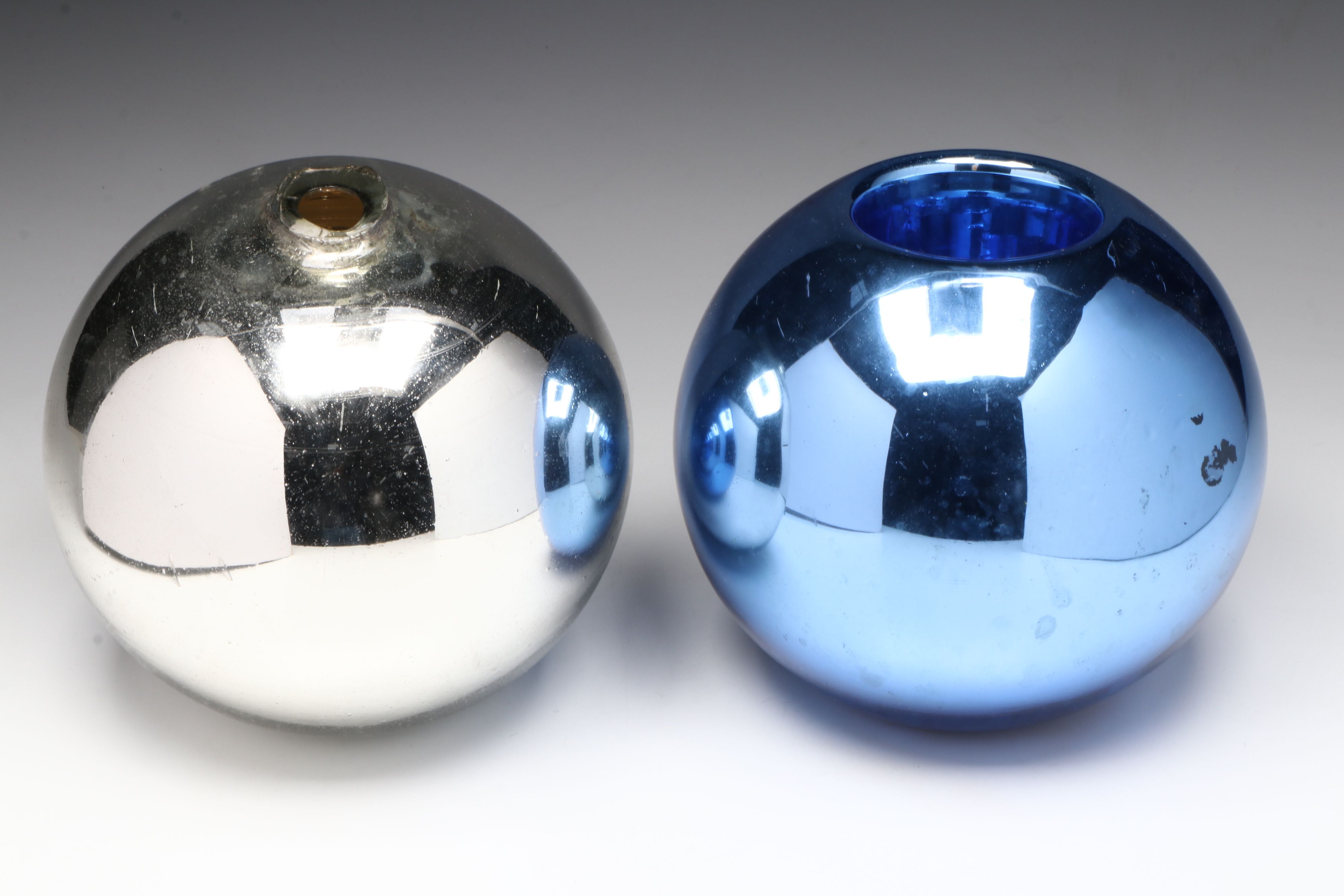 Slovakian and Mexican Blown Glass Foiled Vase and Orbs