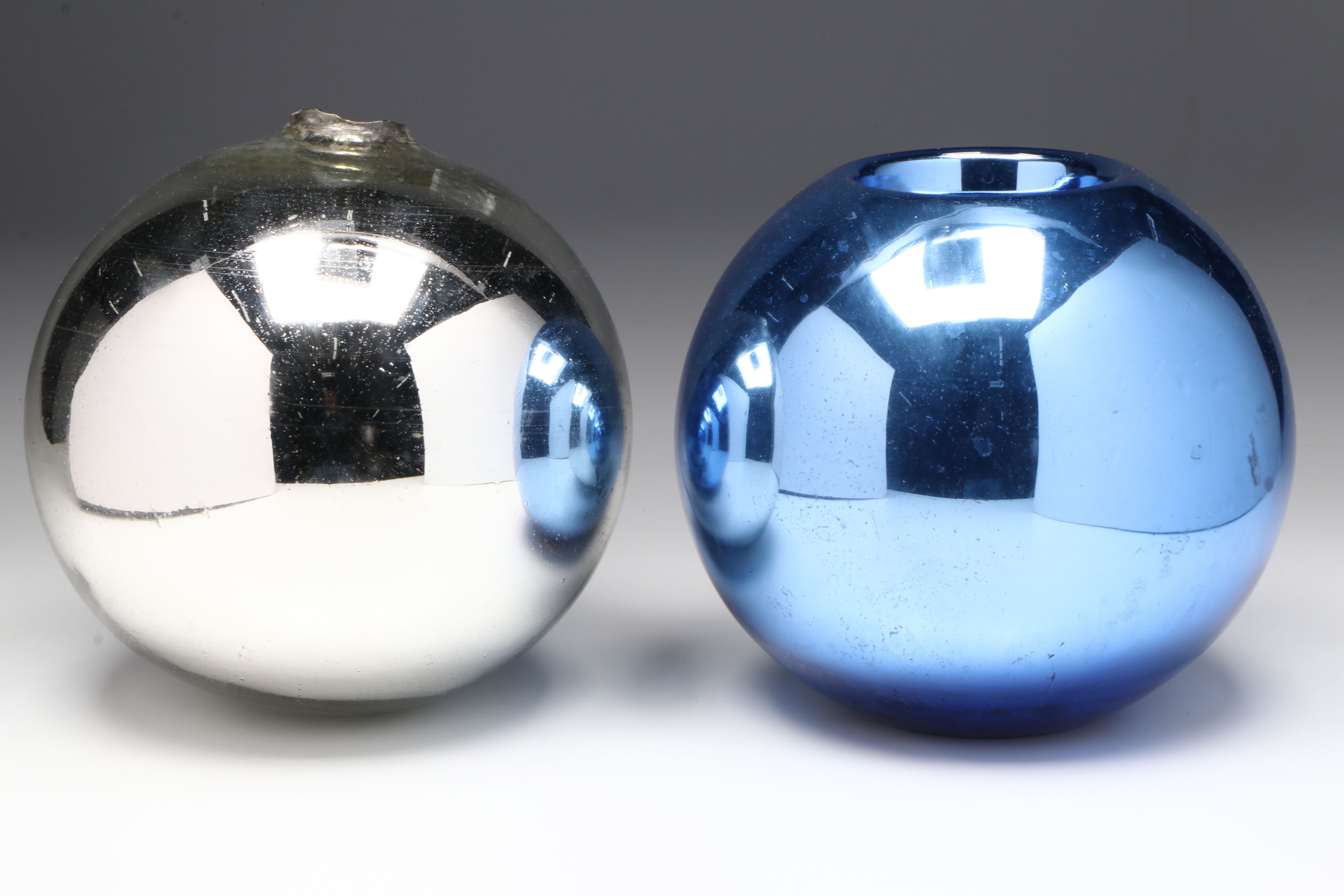 Slovakian and Mexican Blown Glass Foiled Vase and Orbs