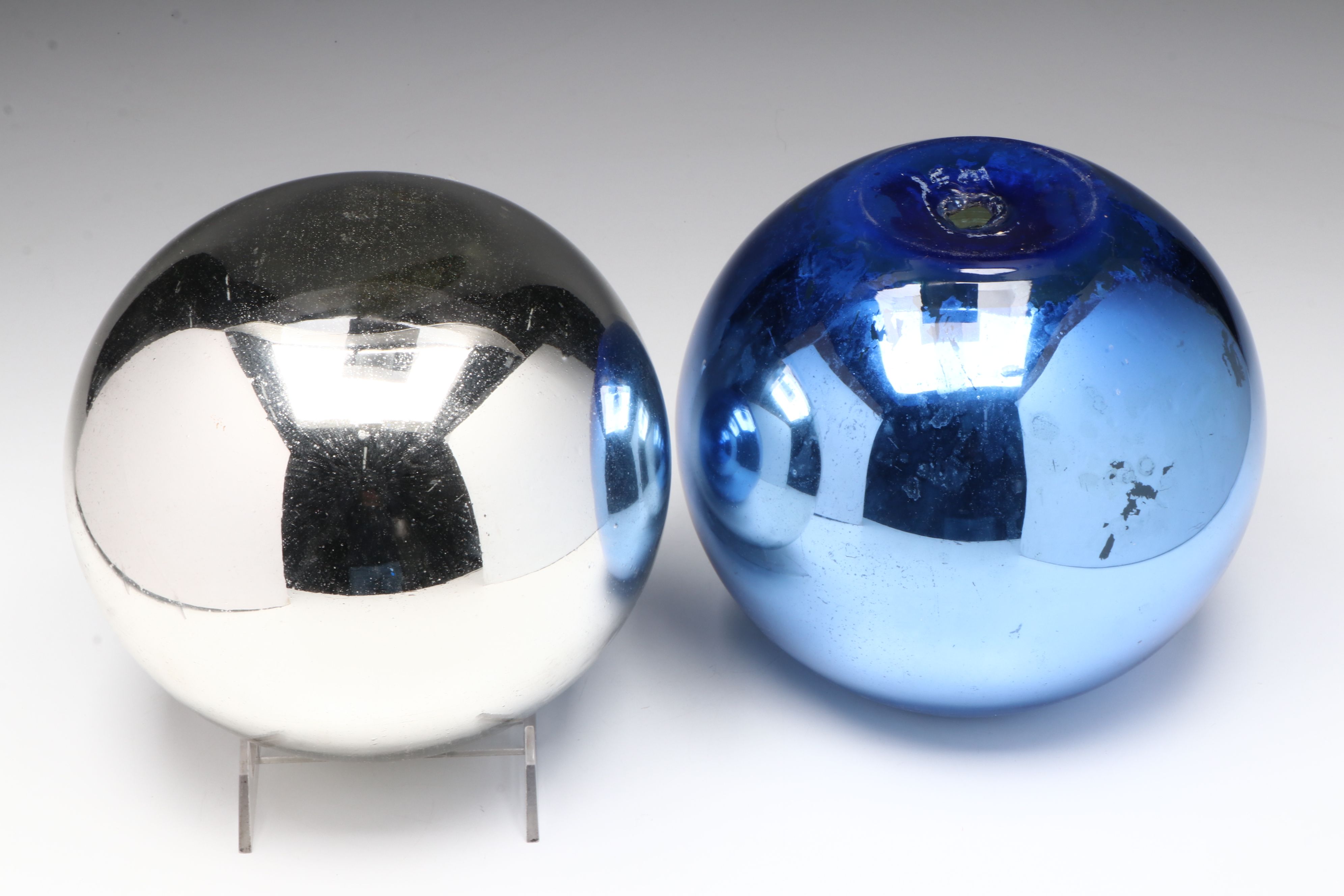 Slovakian and Mexican Blown Glass Foiled Vase and Orbs